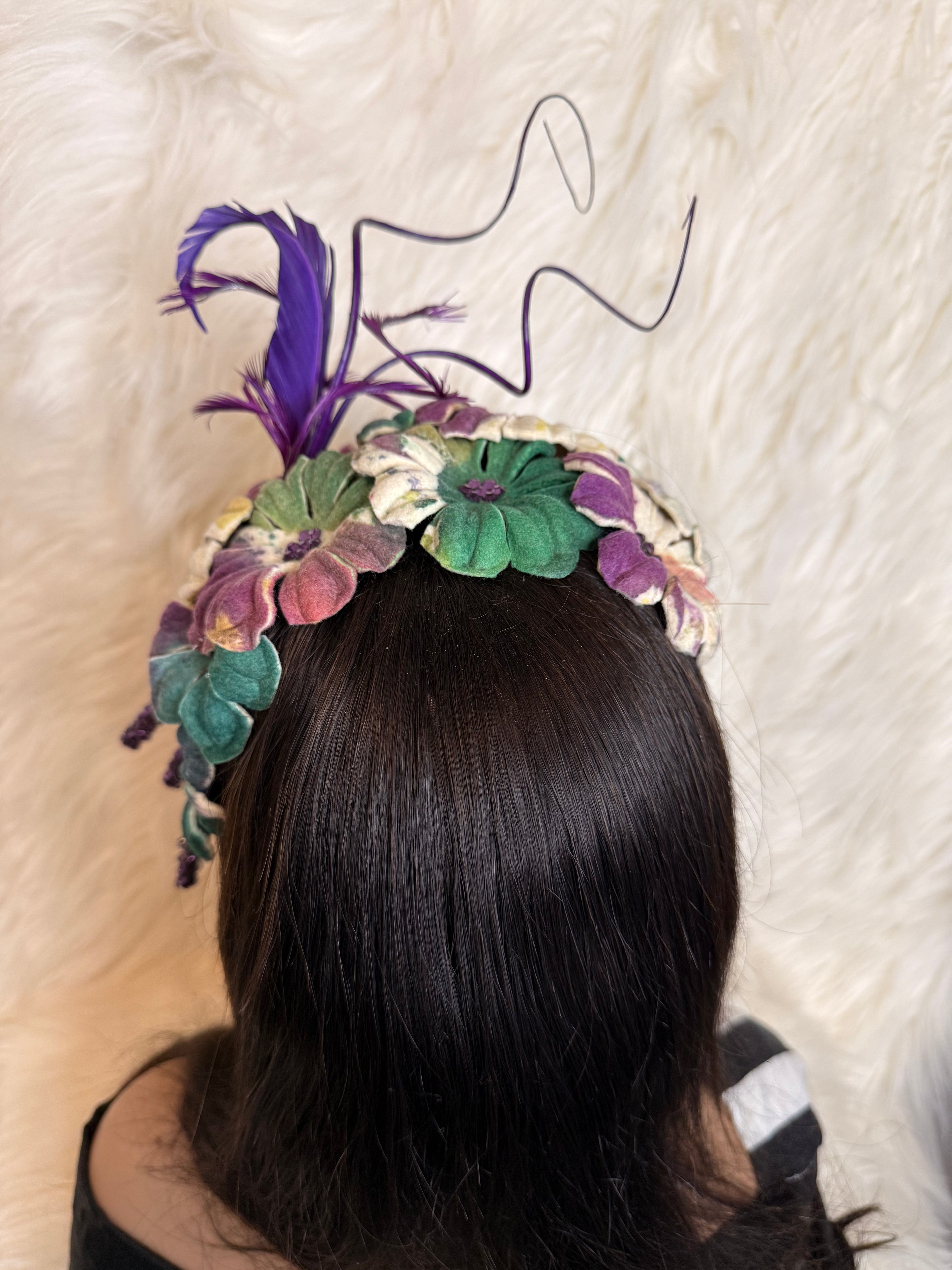 Multi- Colored Felt Wool Petal Hat (1/2 Hat)