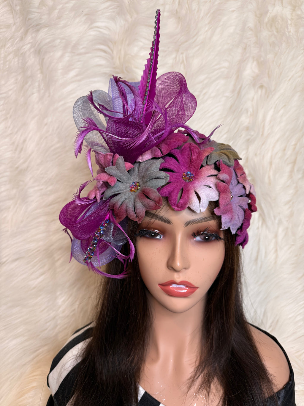 Multi- Colored Pink and Gray Petal Hat (1/2 Hat