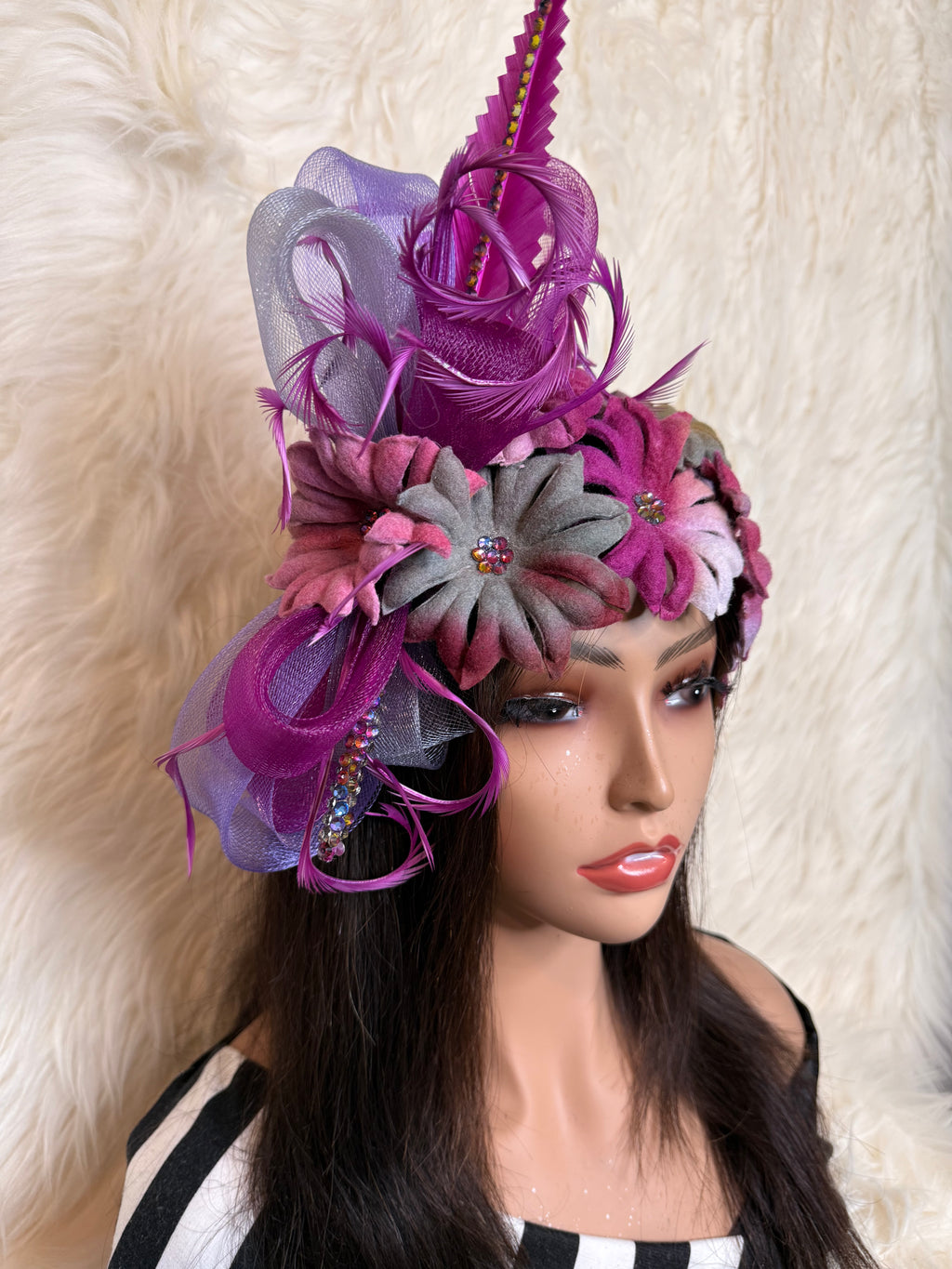 Multi- Colored Pink and Gray Petal Hat (1/2 Hat