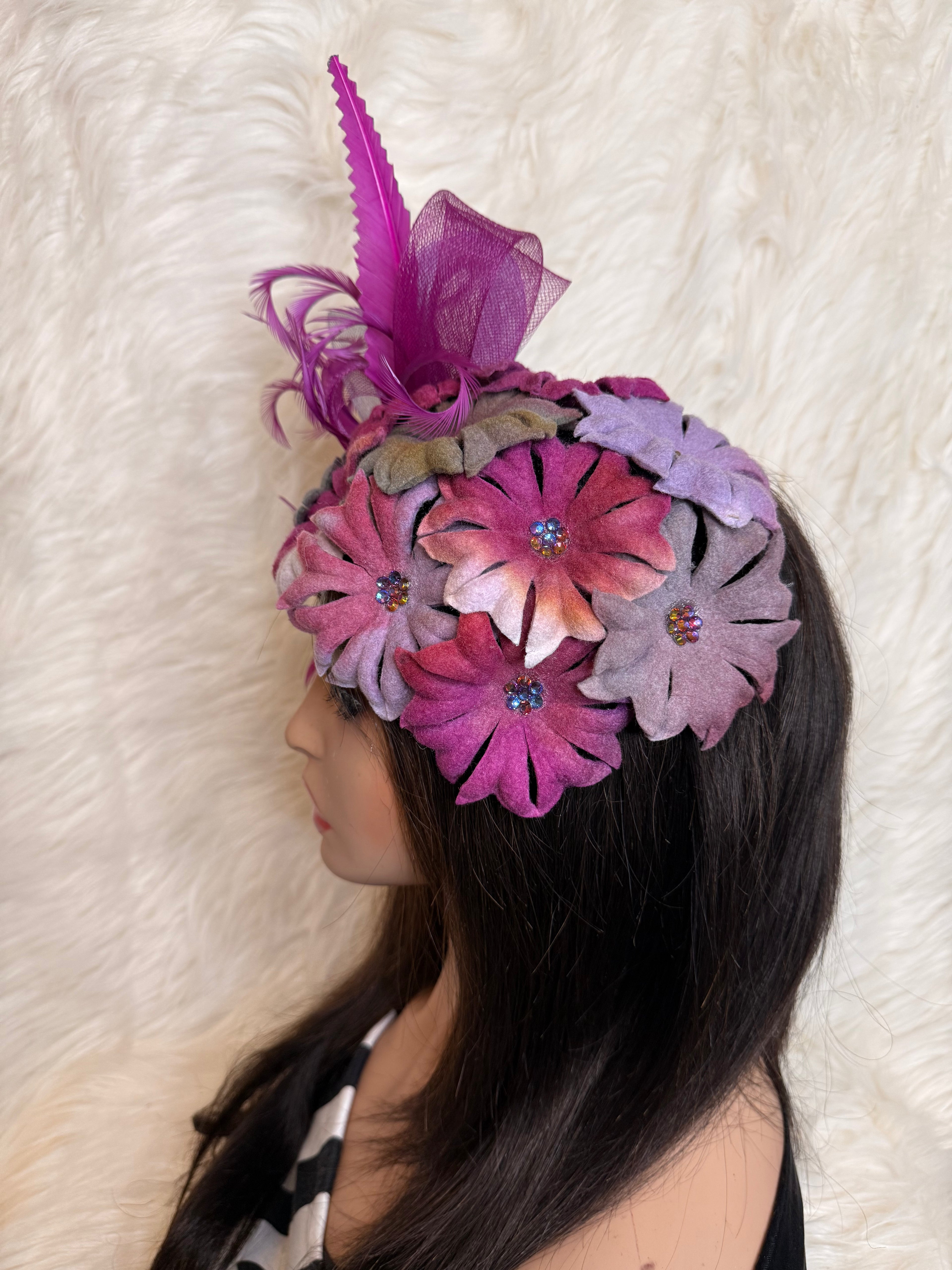 Multi- Colored Pink and Gray Petal Hat (1/2 Hat