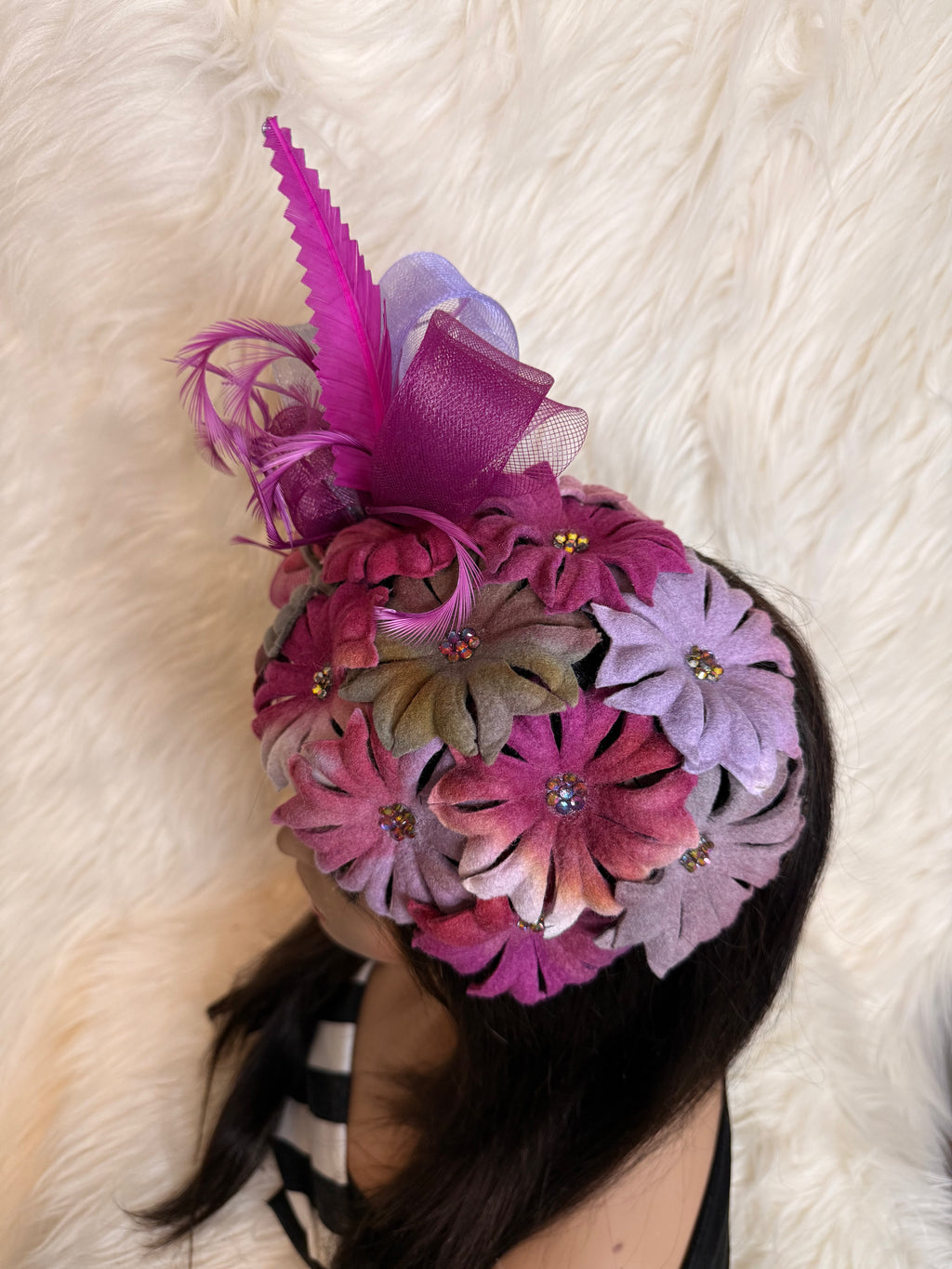 Multi- Colored Pink and Gray Petal Hat (1/2 Hat