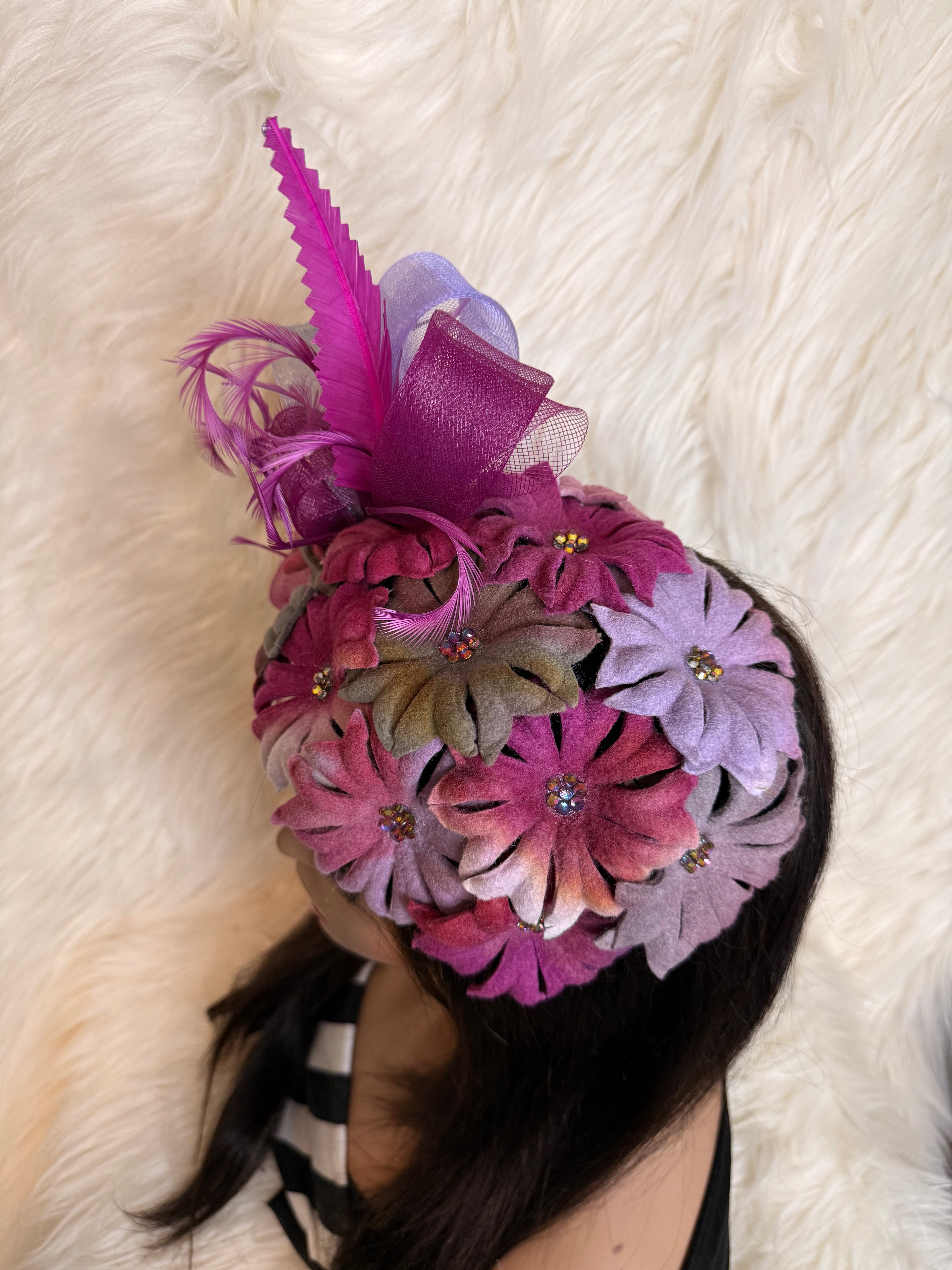 Multi- Colored Pink and Gray Petal Hat (1/2 Hat