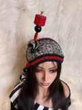 Leopard Print Crystal/Pearls Hat (1/2 Hat)