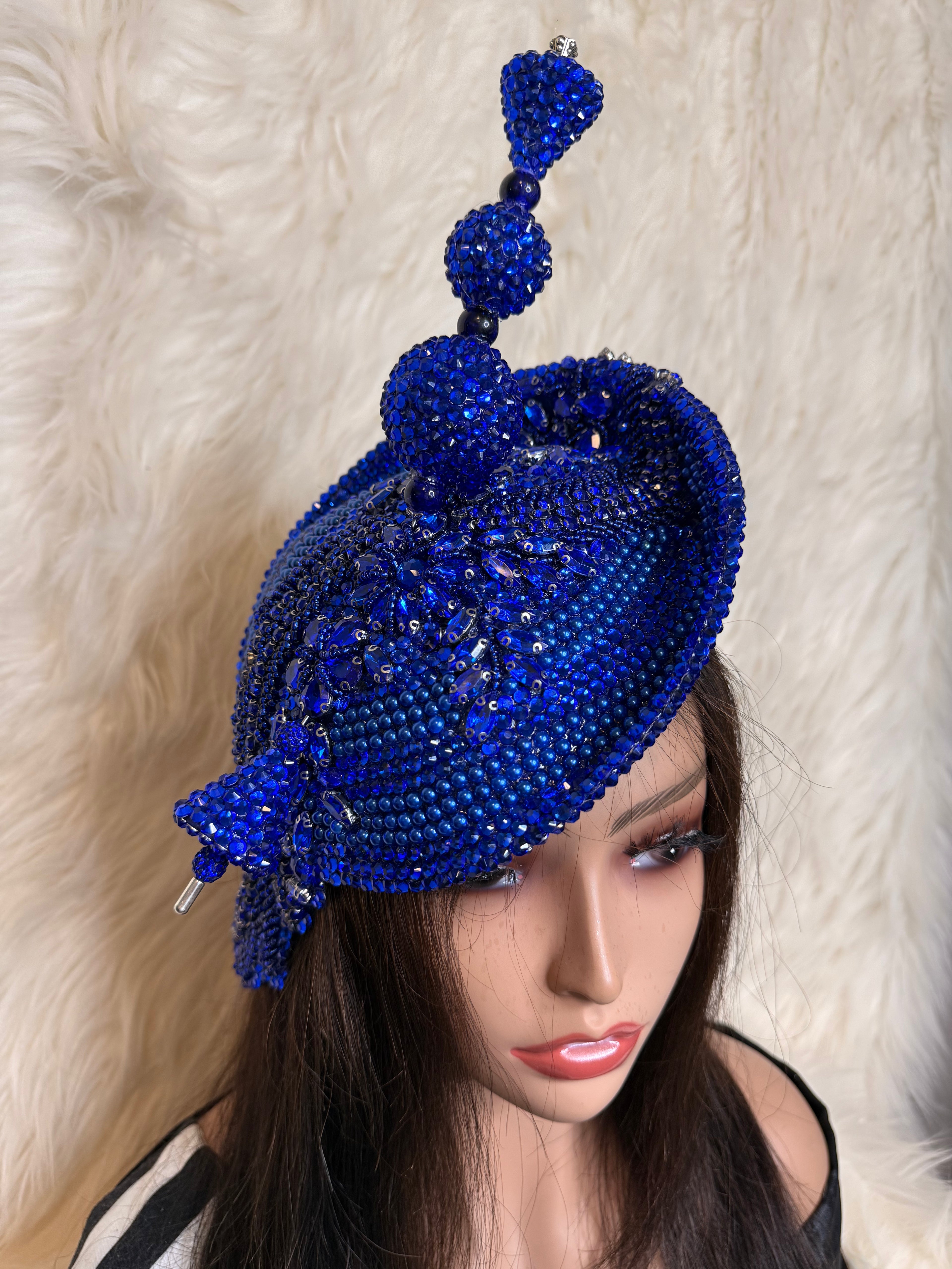 Royal Blue Crystal Hat