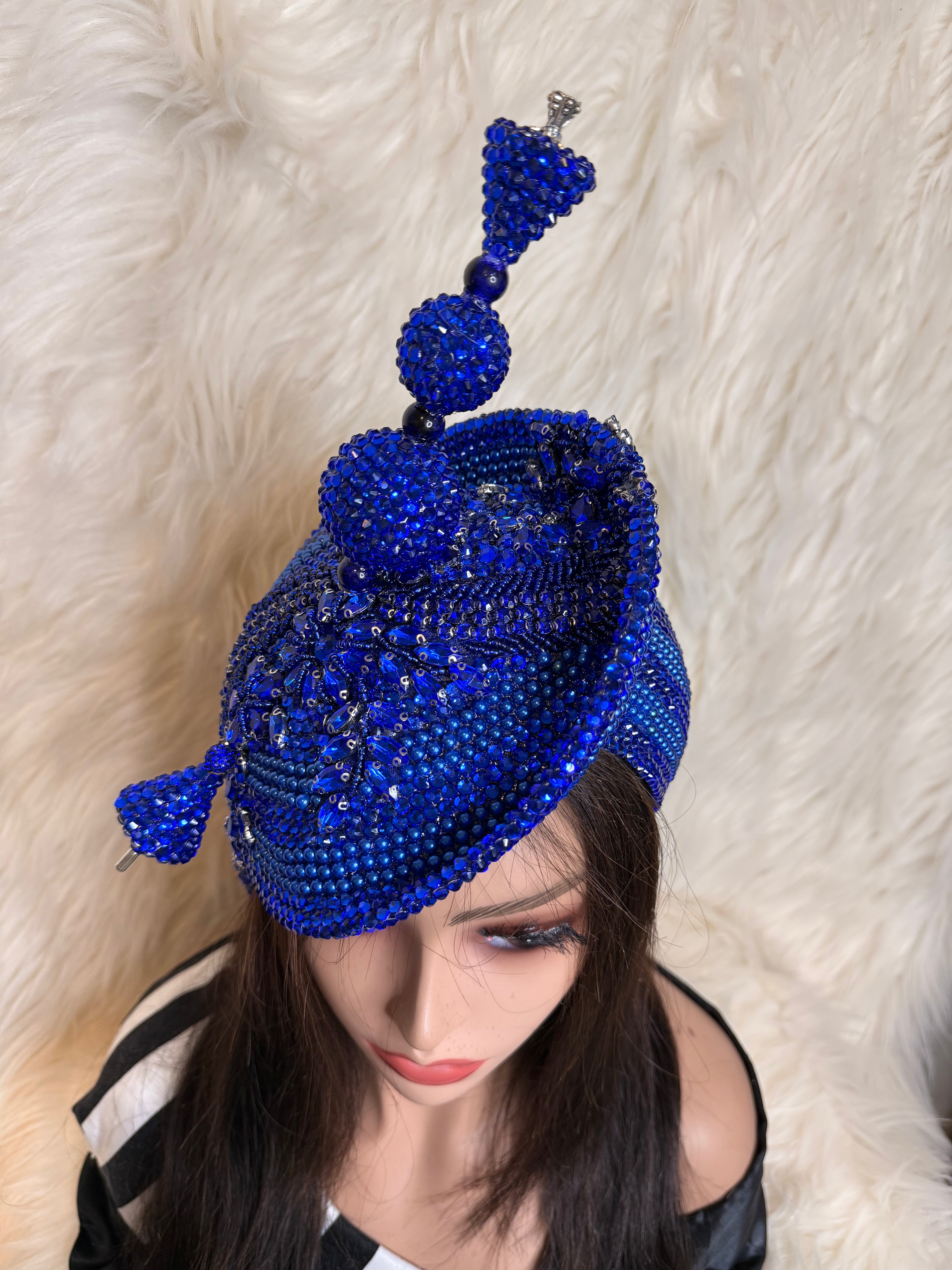 Royal Blue Crystal Hat