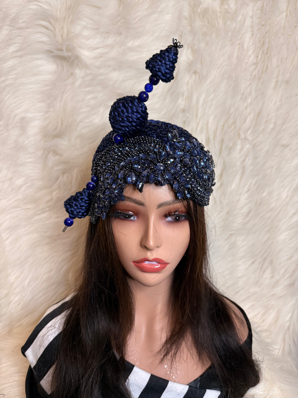 Navy Blue Crystal 3/4 Hat