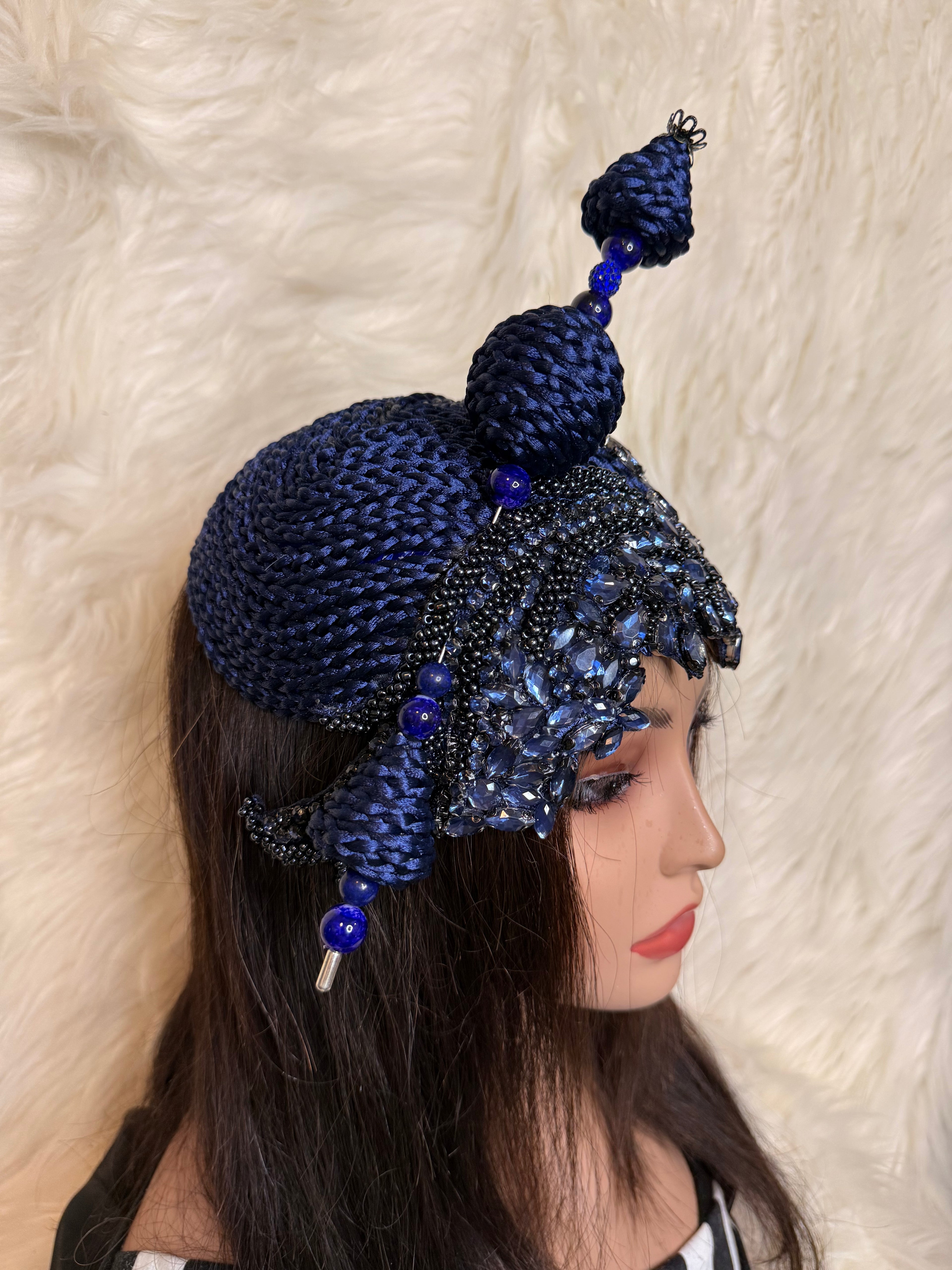 Navy Blue Crystal 3/4 Hat