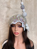 White with AB Crystal Hat / Oversize Hat Pin (3/4 Hat)
