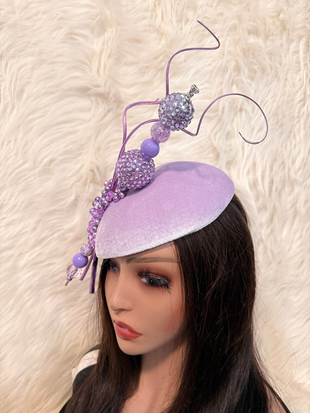 Lavender beaded hat / W Oversized Hat Pin