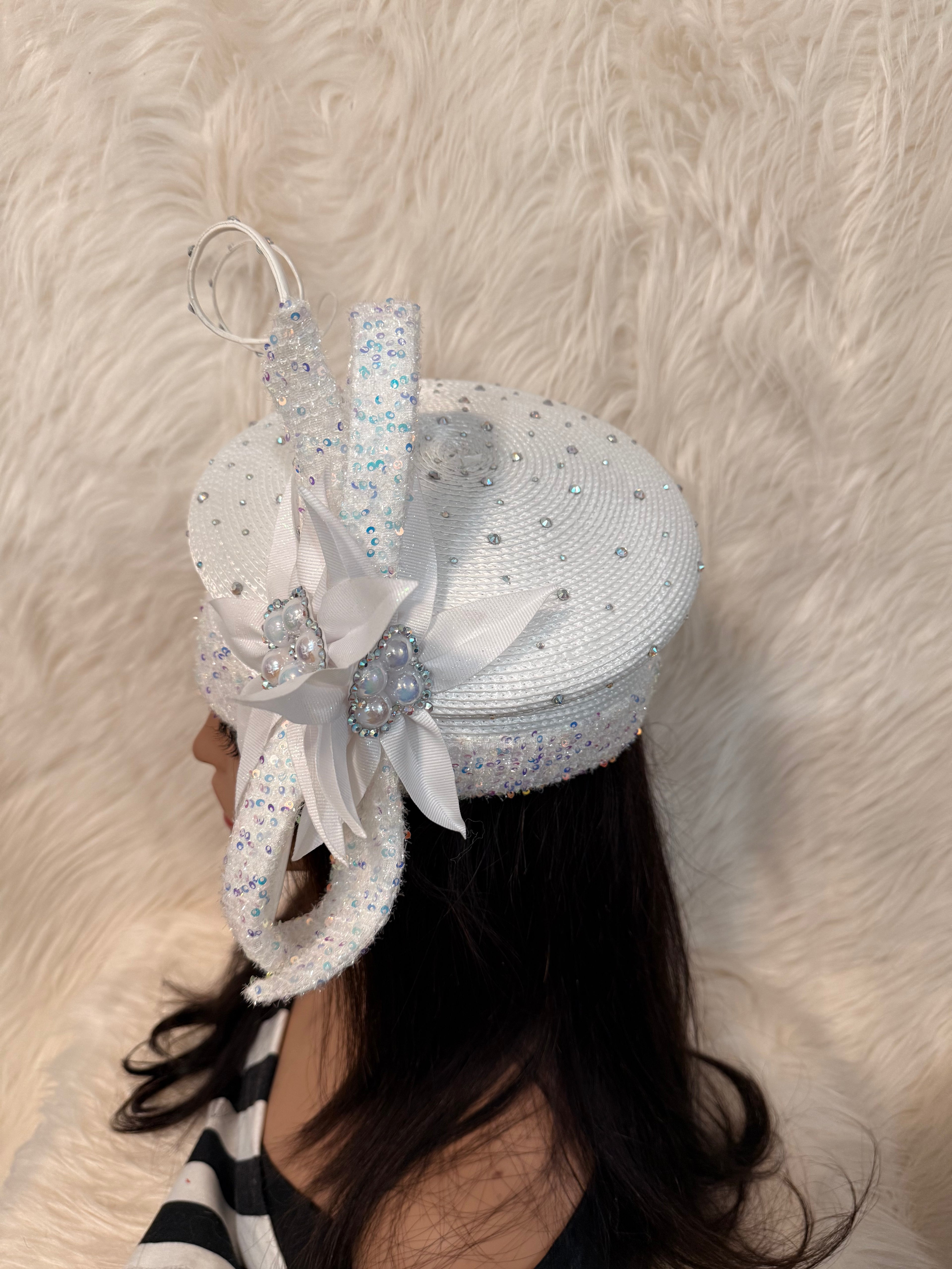 White full Hat  Fits Head size 22"-23"