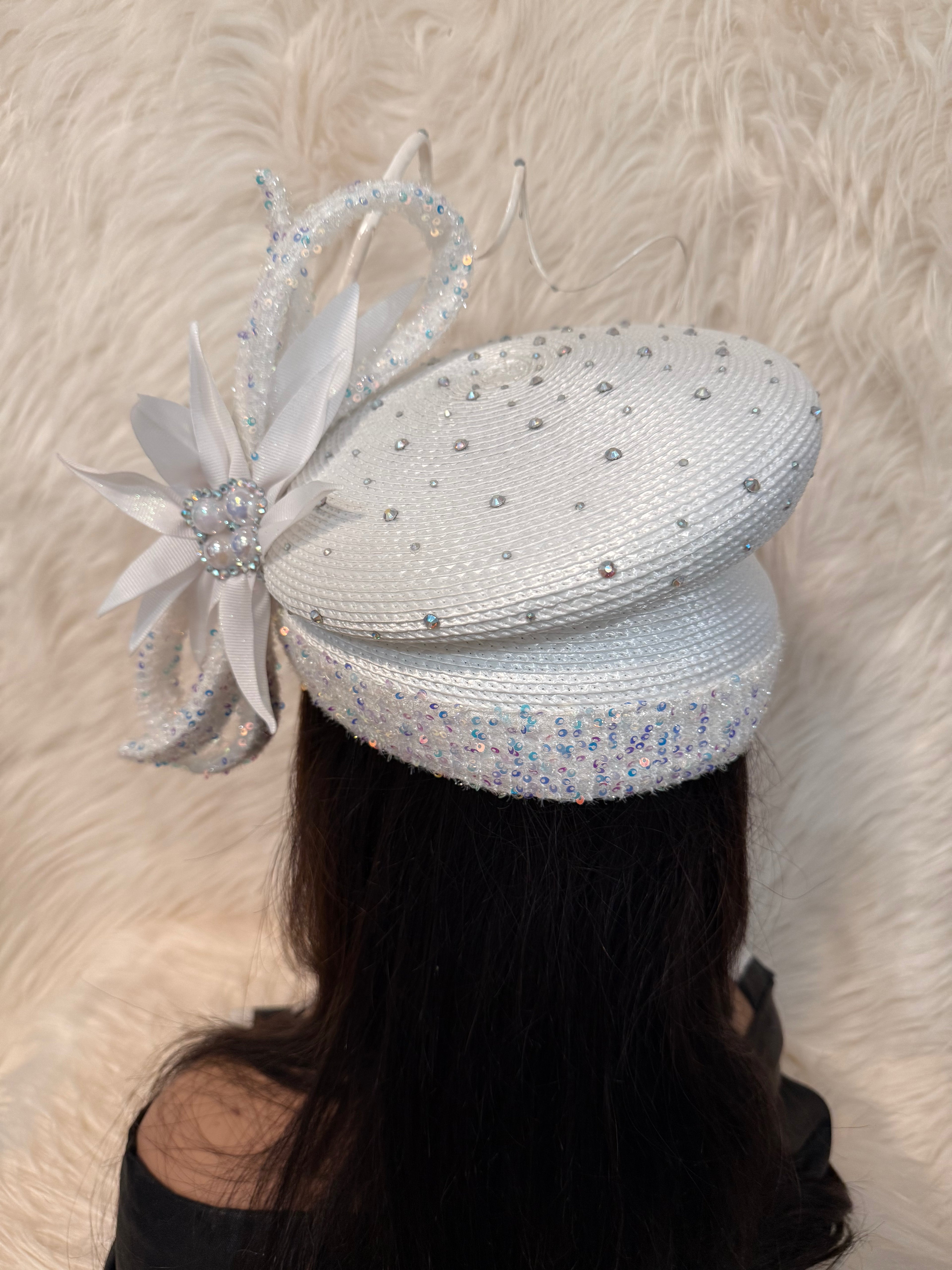 White full Hat  Fits Head size 22"-23"