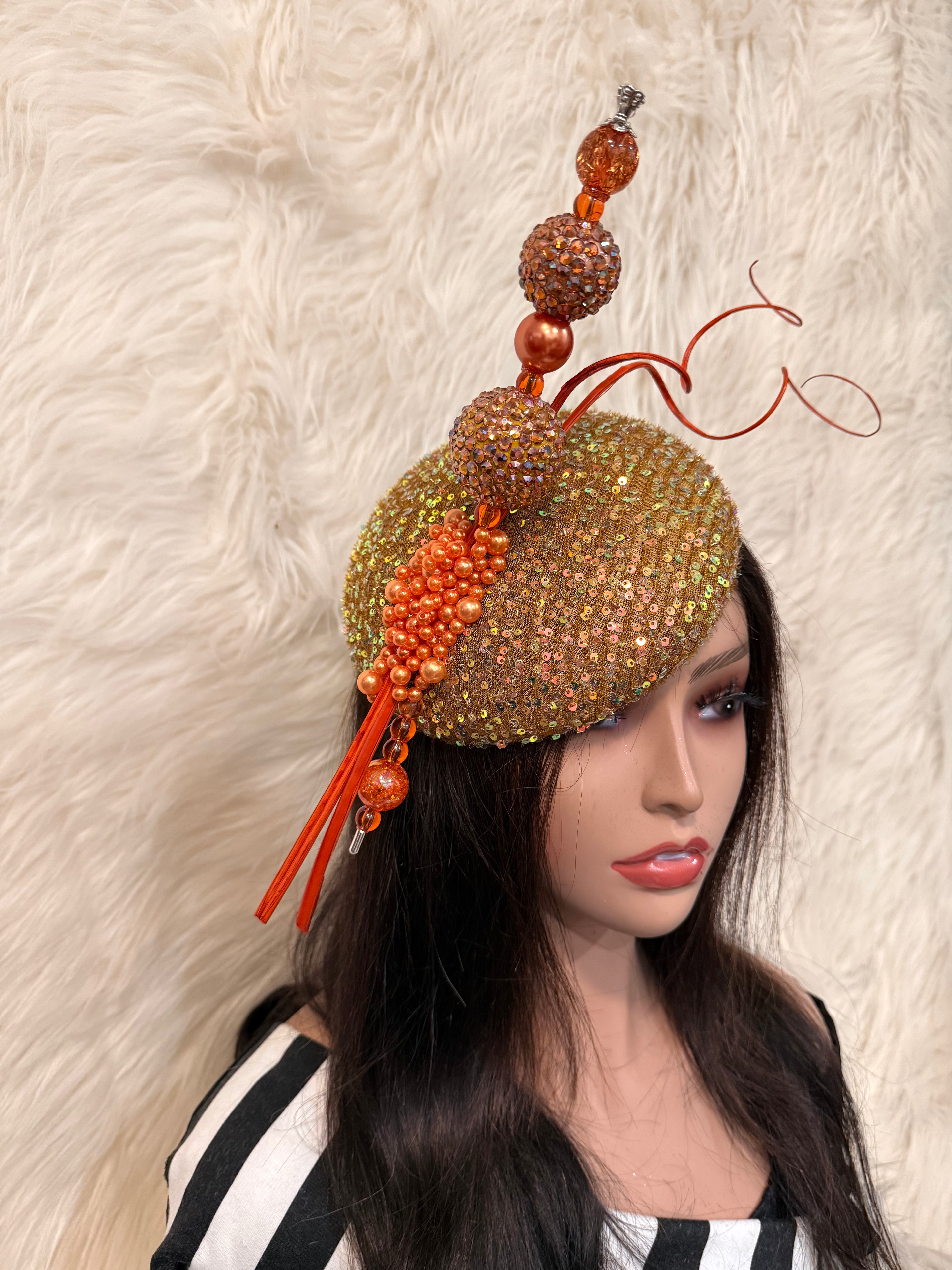 Burnt Orange W Oversize Hat Pin