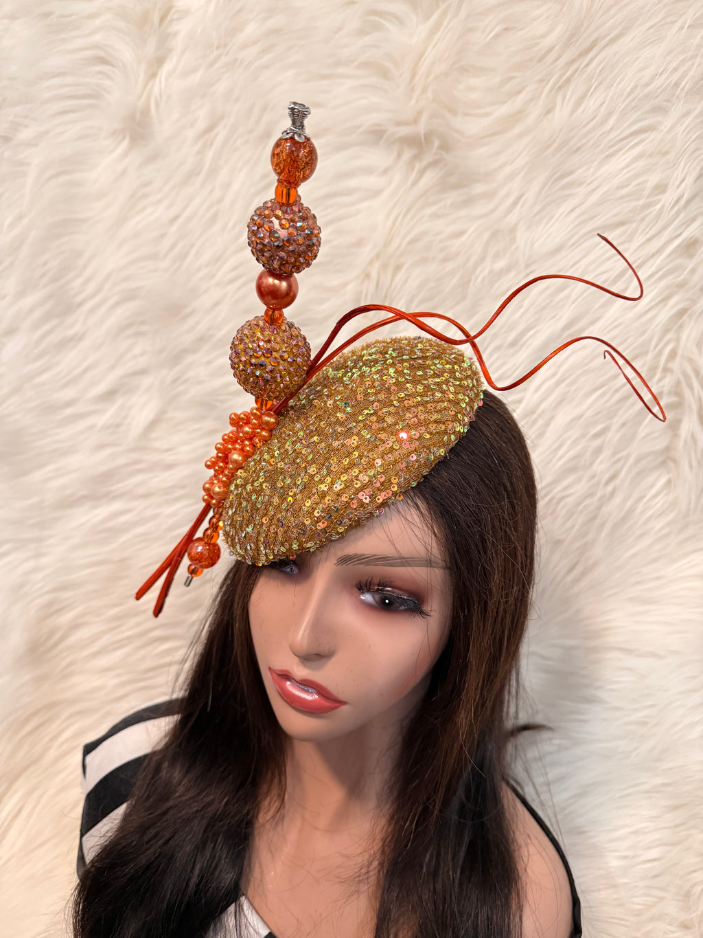 Burnt Orange W Oversize Hat Pin