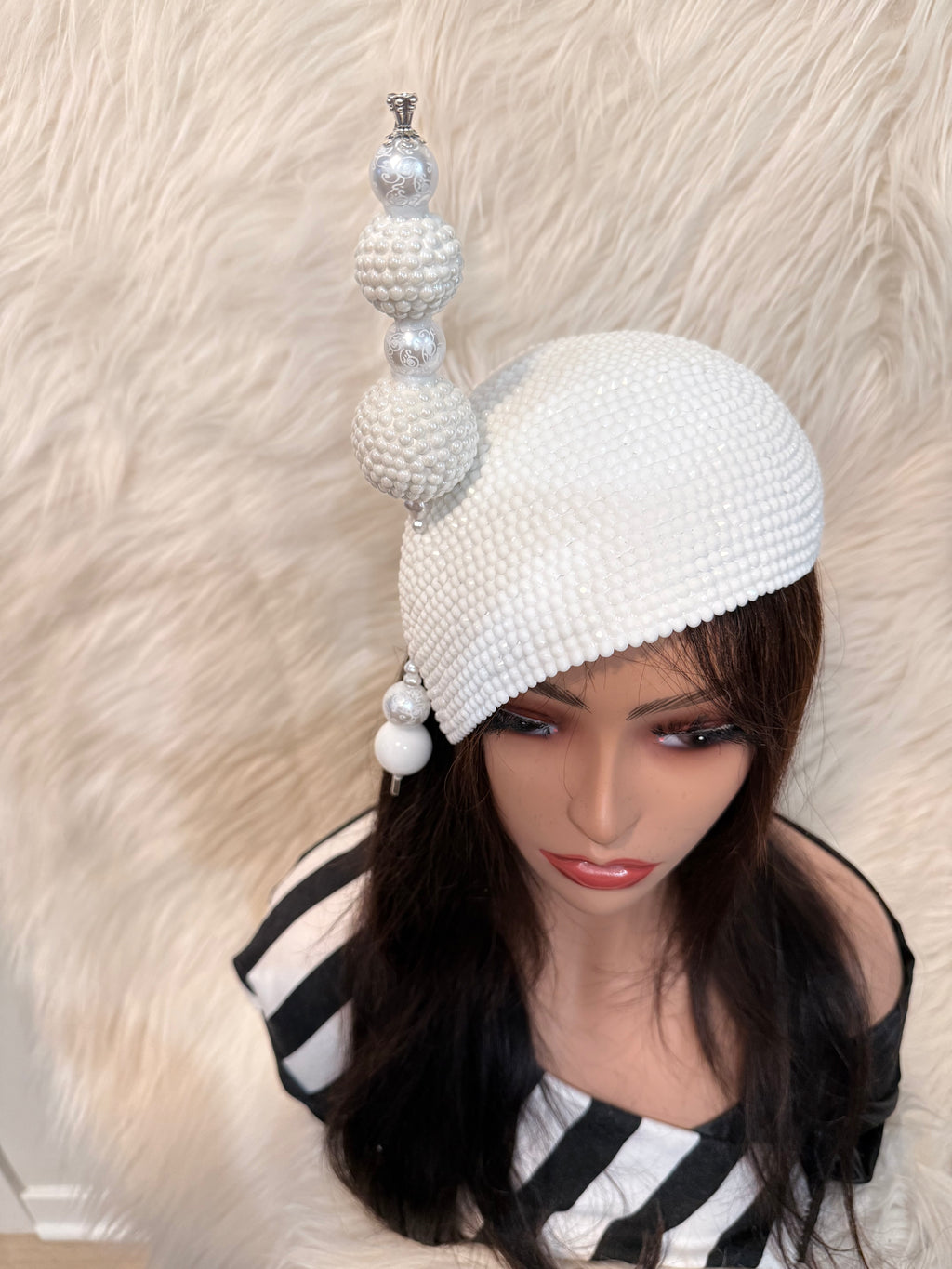 White Teardrop Fascinator