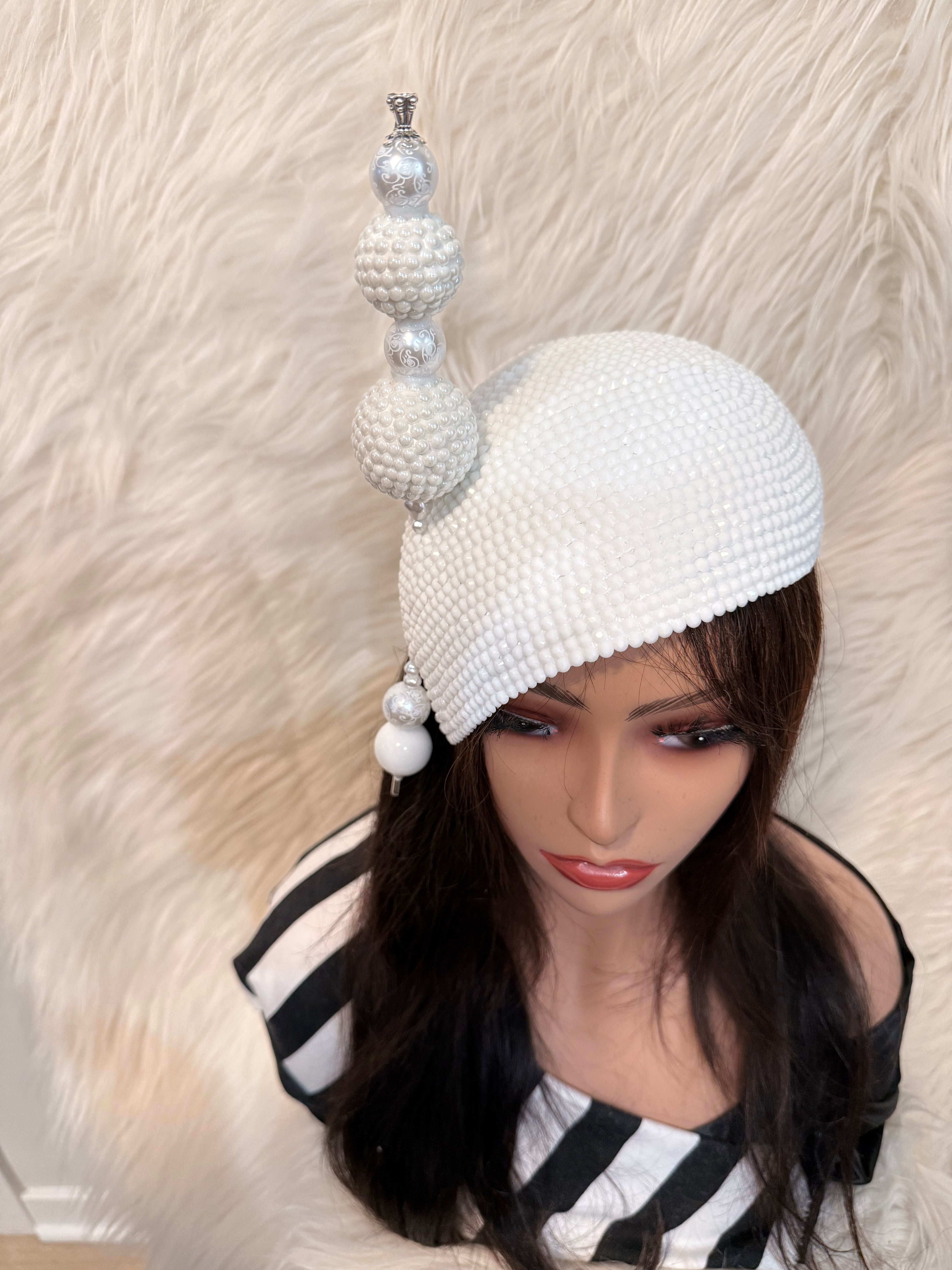 White Teardrop Fascinator