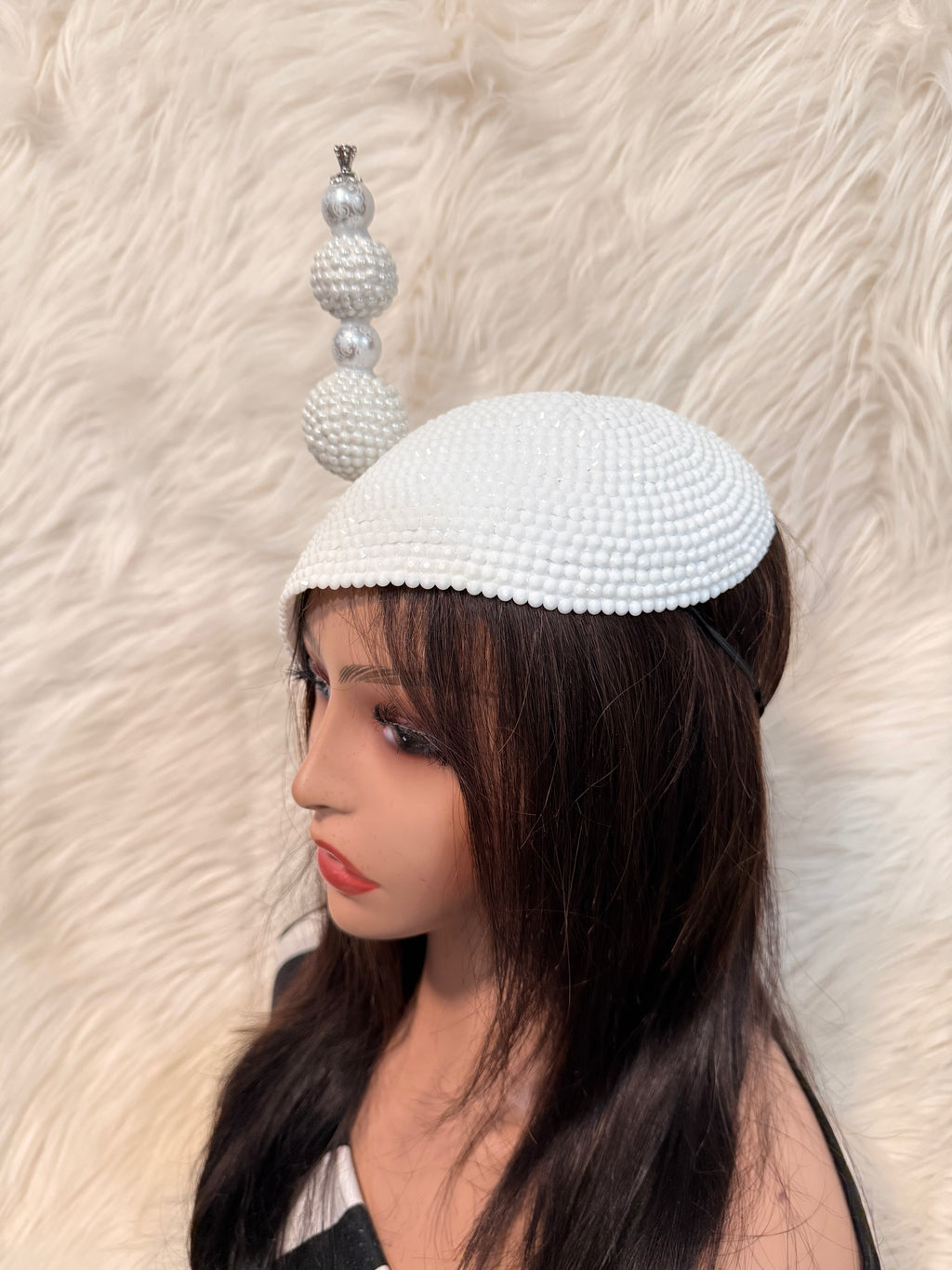 White Teardrop Fascinator