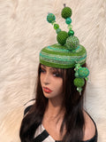 Lime Green Pillbox Crystal / Pearls / W 2 Oversized Hat Pins