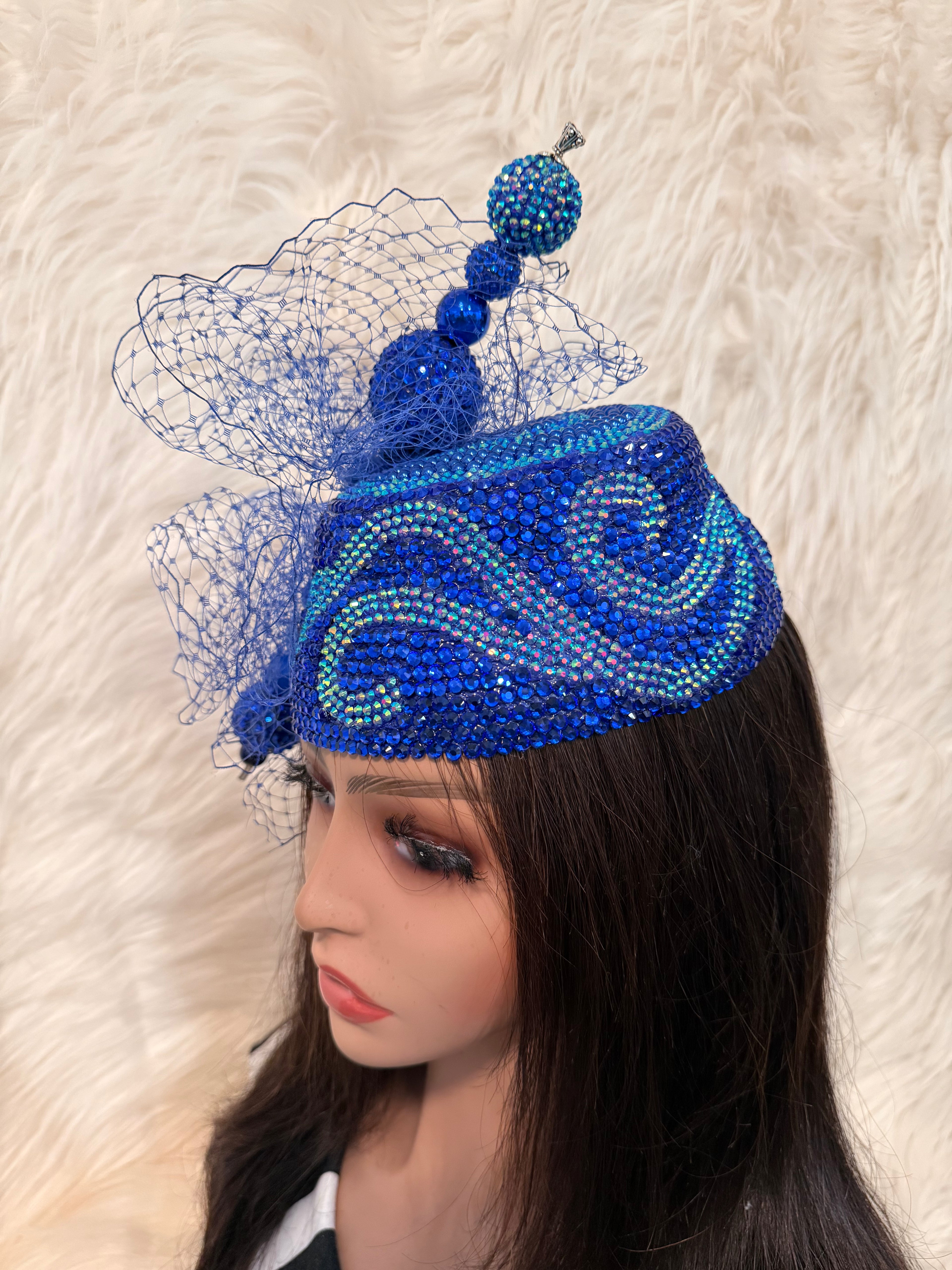 Royal Blue Crystal Hat