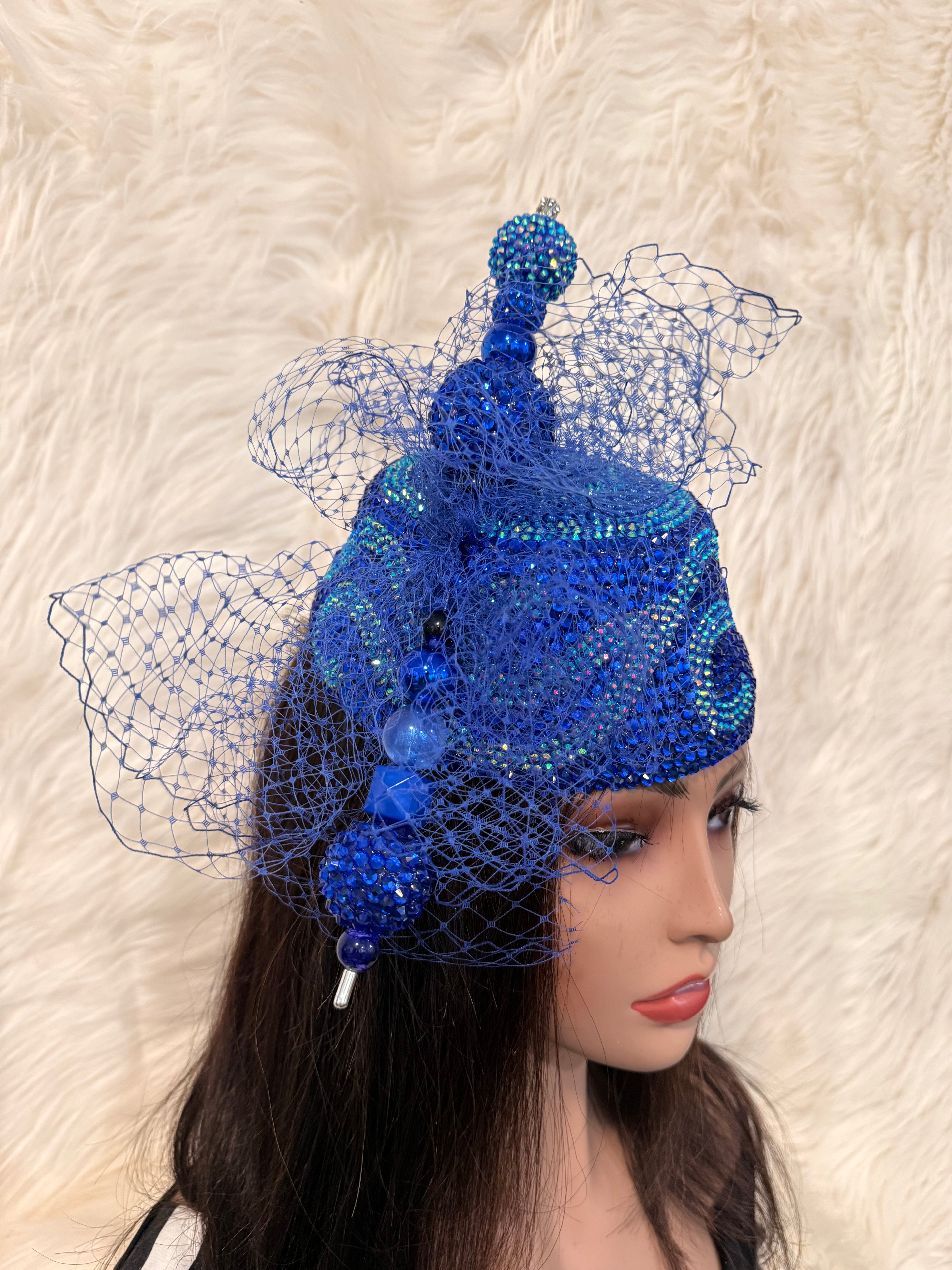 Royal Blue Crystal Hat