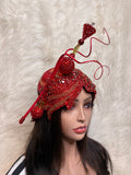 Red and Gold W Stick and Oversized Hat Pin