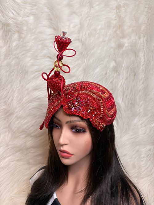 Red and Gold W Stick and Oversized Hat Pin
