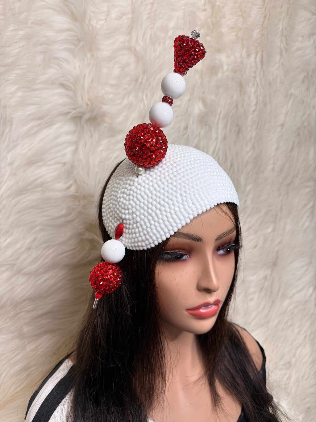 White W Red and White Oversized Hat Pin