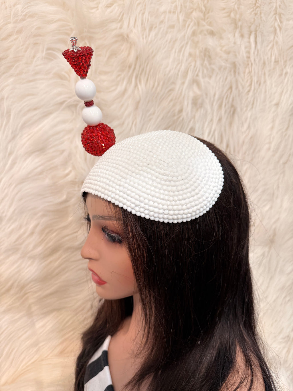 White W Red and White Oversized Hat Pin