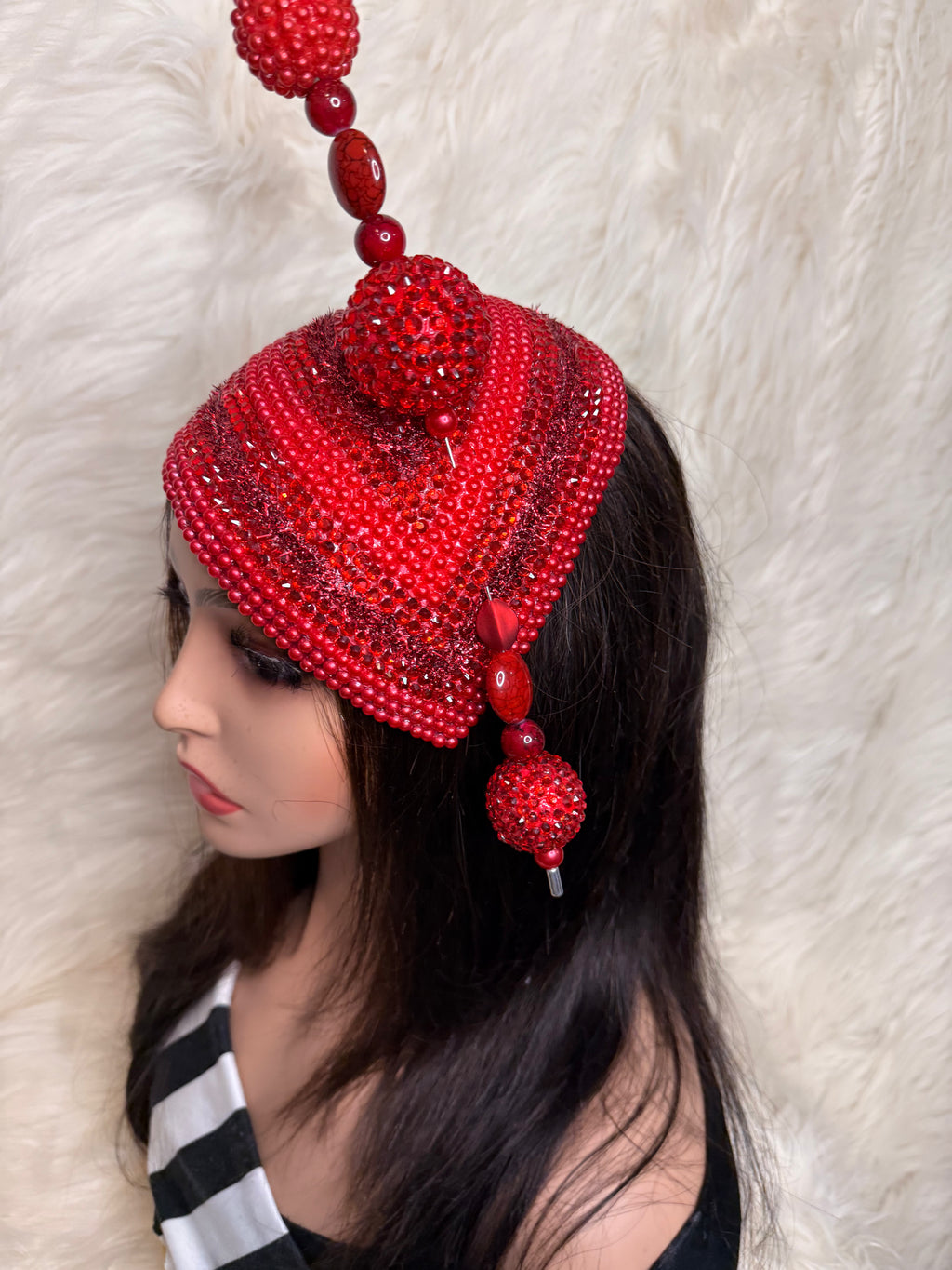 Red Crystal W Oversized Hat Pin