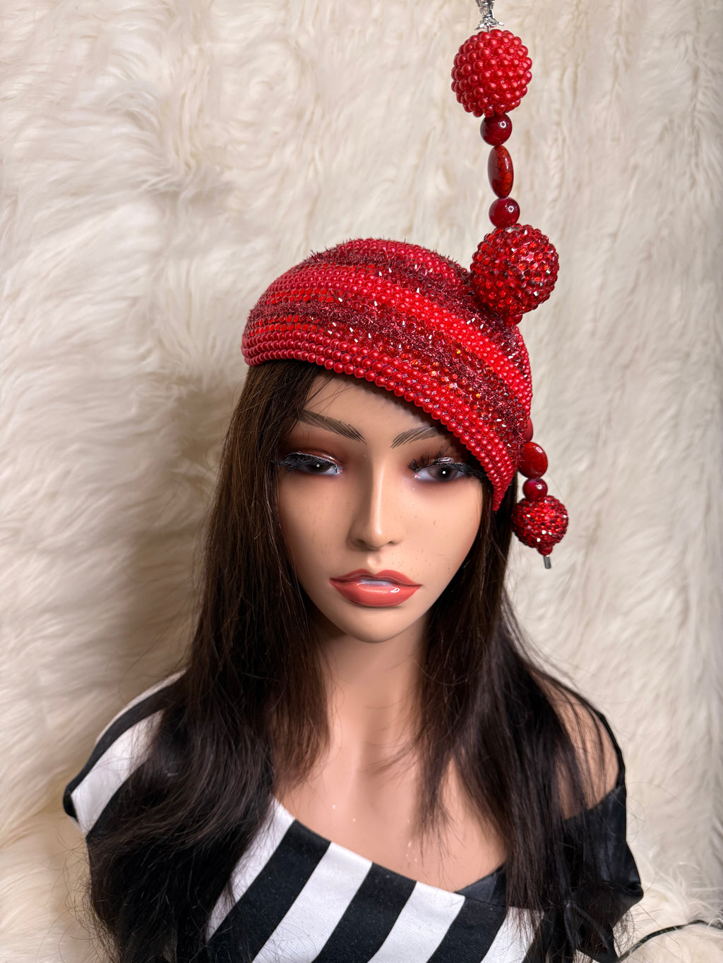 Red Crystal W Oversized Hat Pin