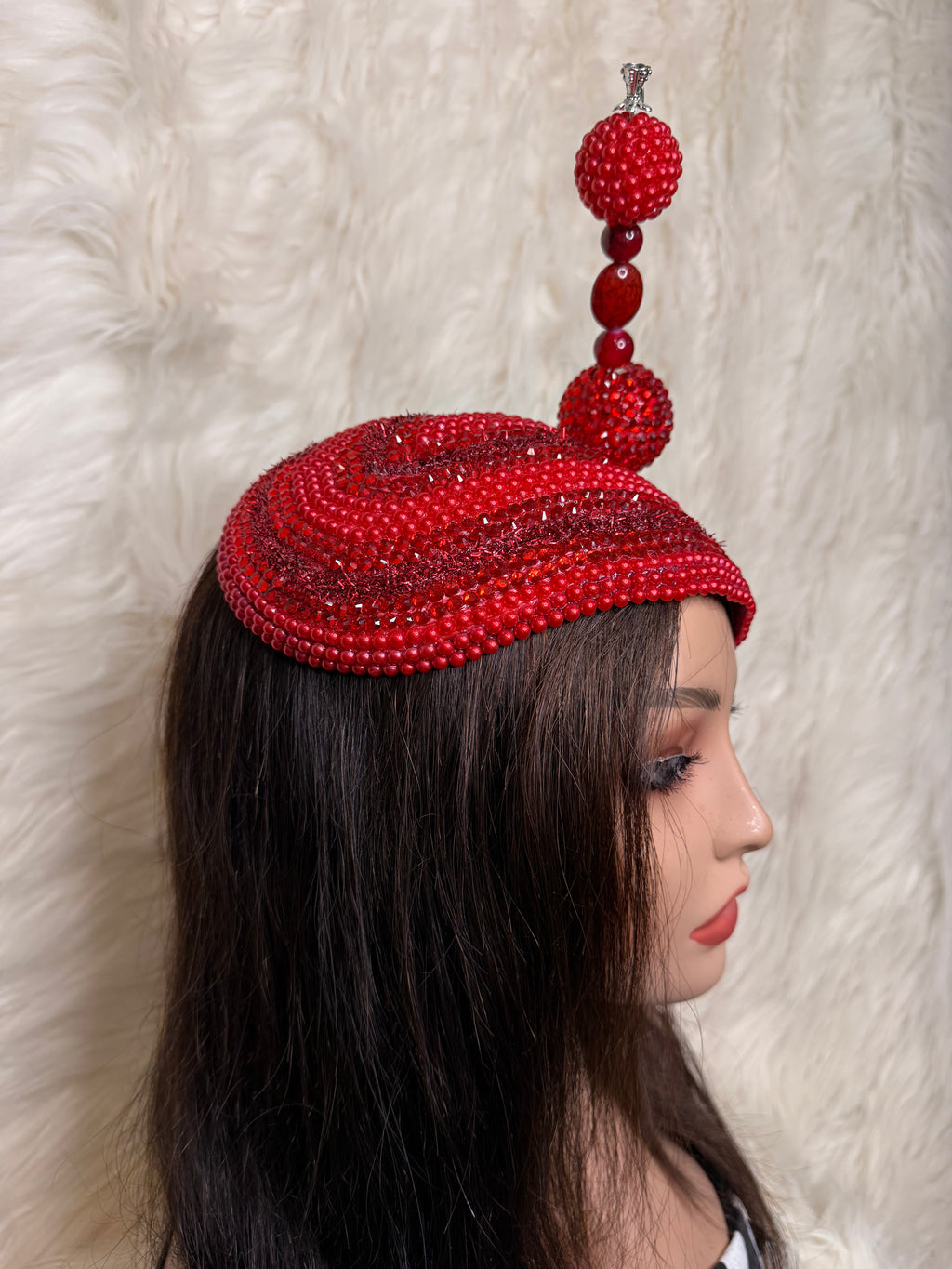 Red Crystal W Oversized Hat Pin