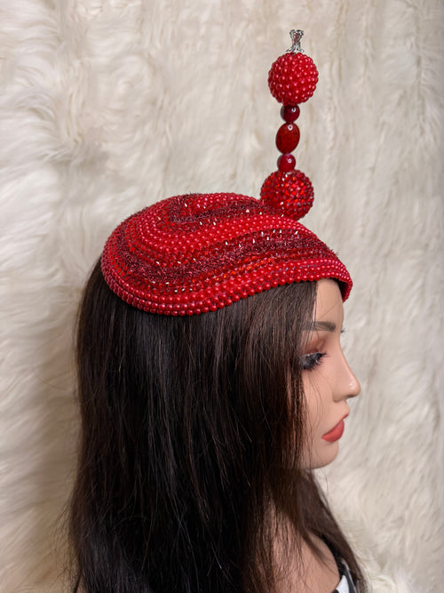 Red Crystal W Oversized Hat Pin