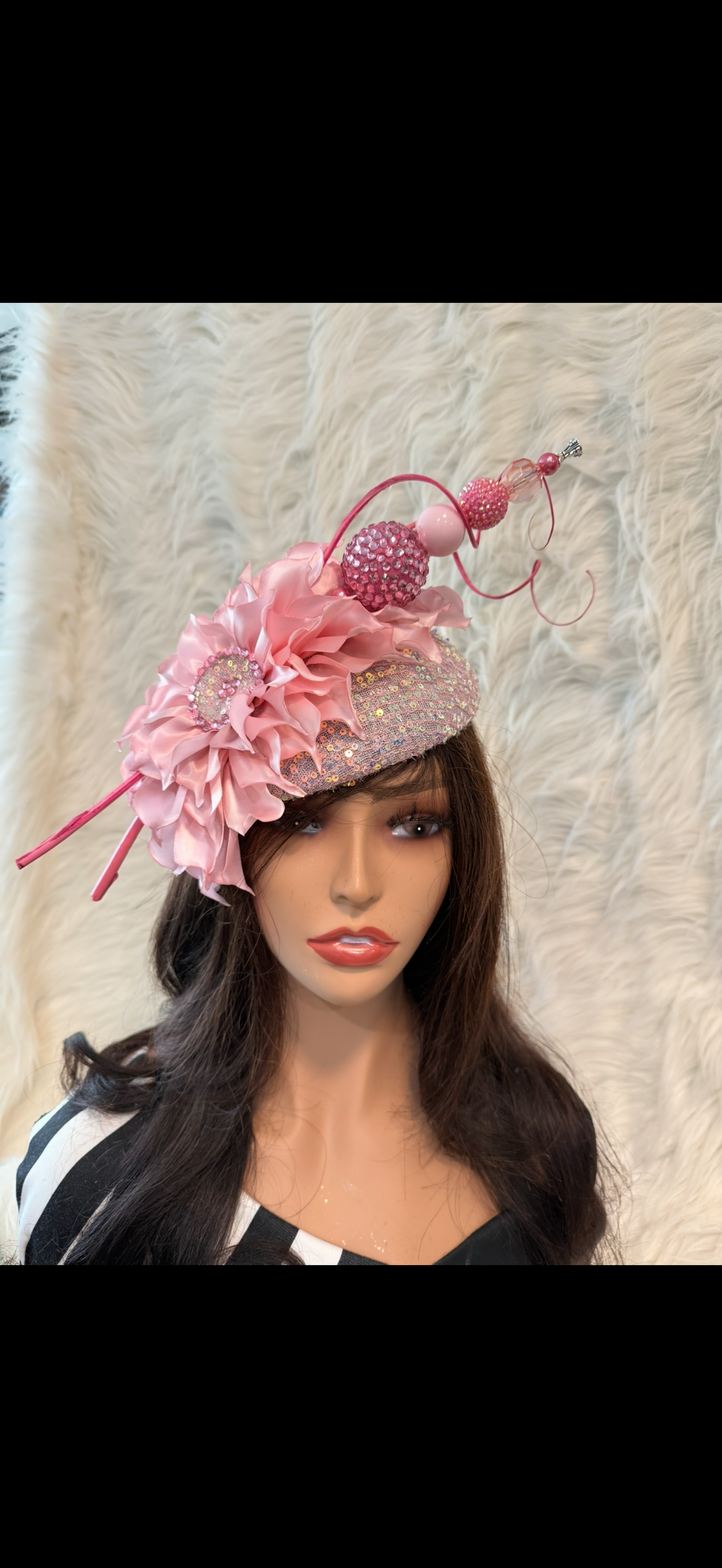 Baby Pink Sequins / W Oversized Hat Pin