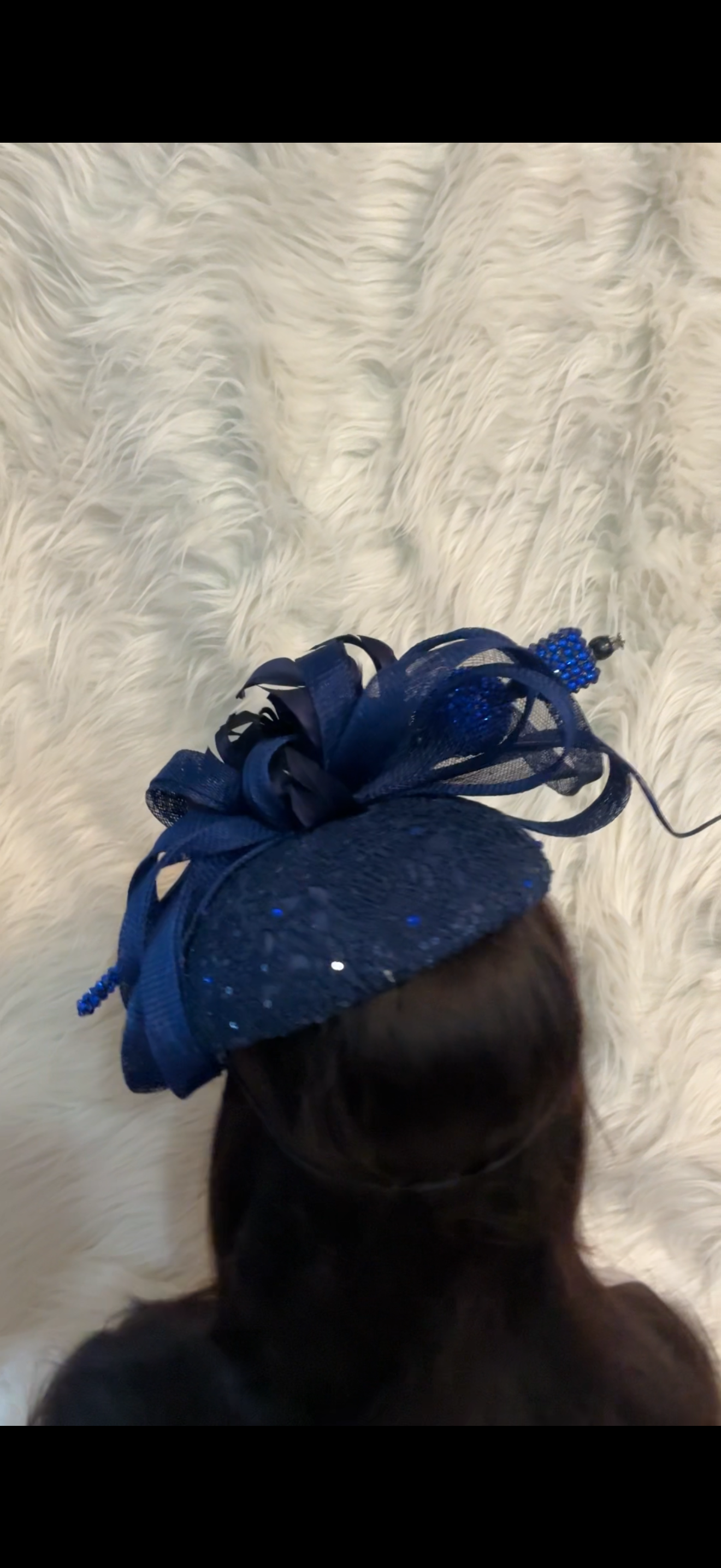 Navy Blue Lace / Oversized Hat Pin