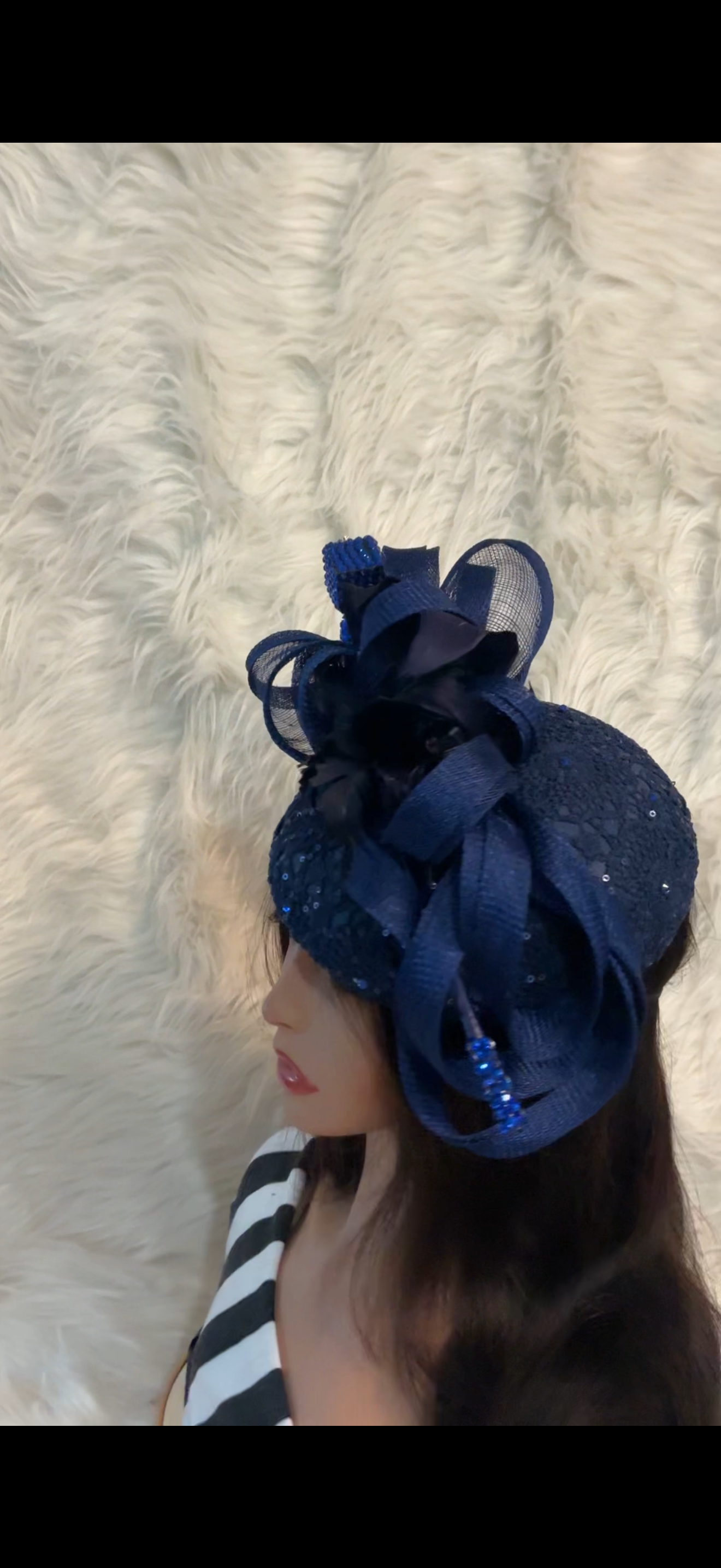 Navy Blue Lace / Oversized Hat Pin