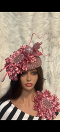 Dusty Pink Sequins / W Hat Pin / Brooch (SET)
