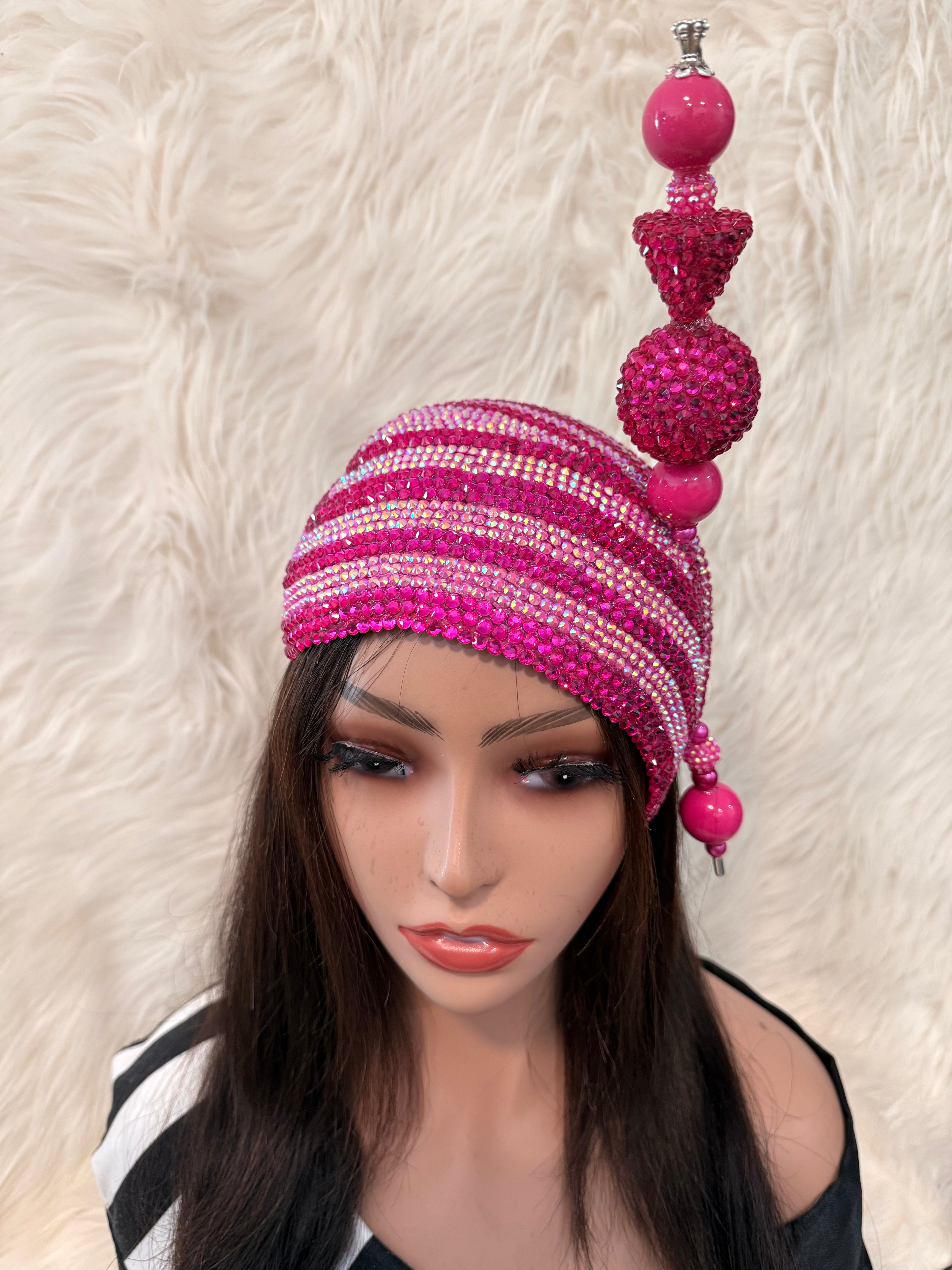 Fuchsia Pink Teardrop / AB Crystal /W Oversize Hat Pin