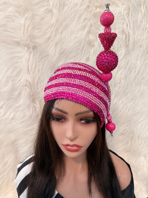 Fuchsia Pink Teardrop / AB Crystal /W Oversize Hat Pin
