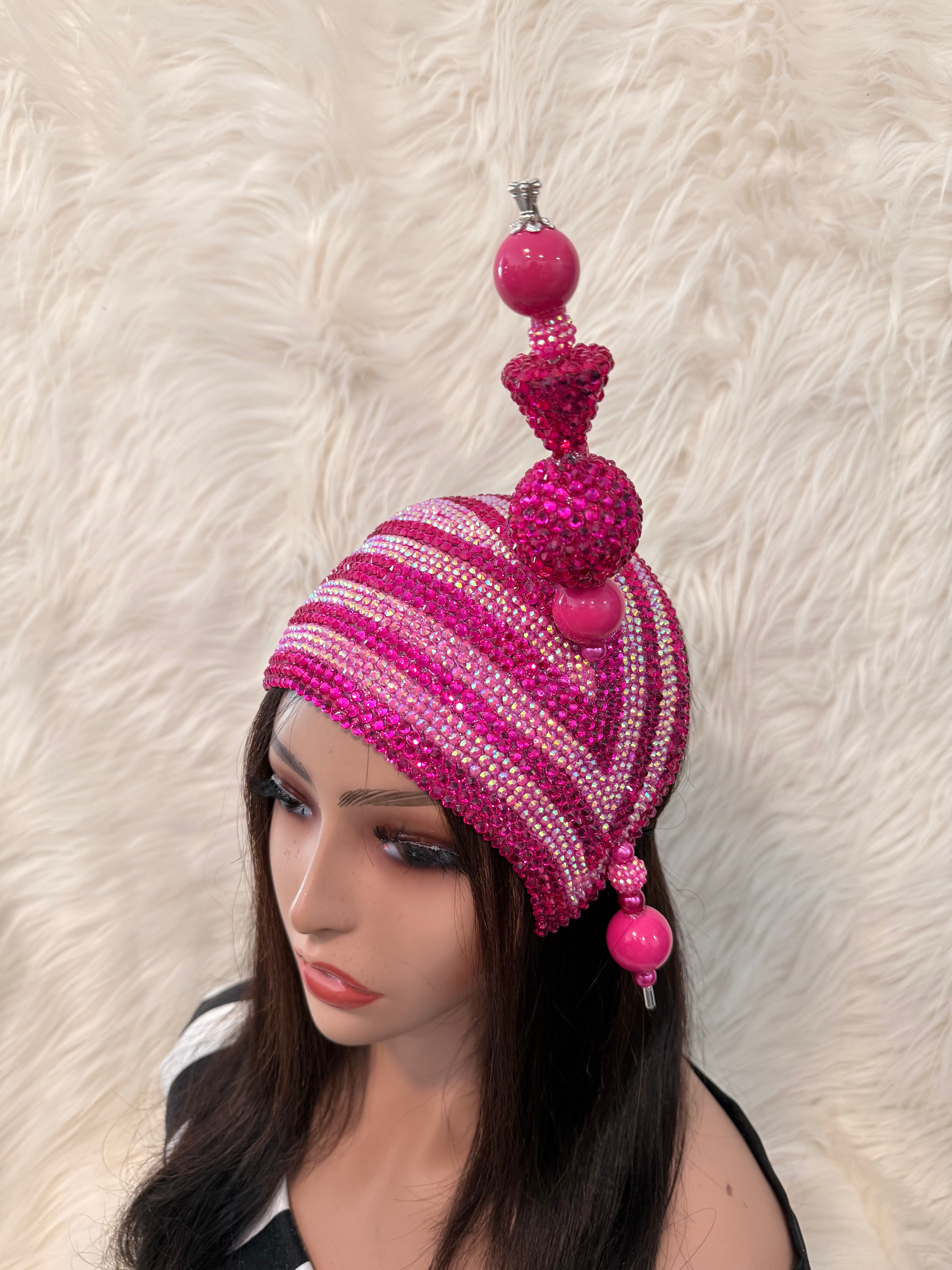 Fuchsia Pink Teardrop / AB Crystal /W Oversize Hat Pin