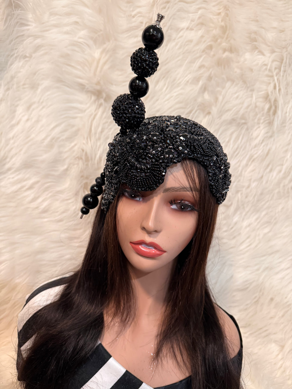Black Crystal Hat / W Oversized Hat Pin