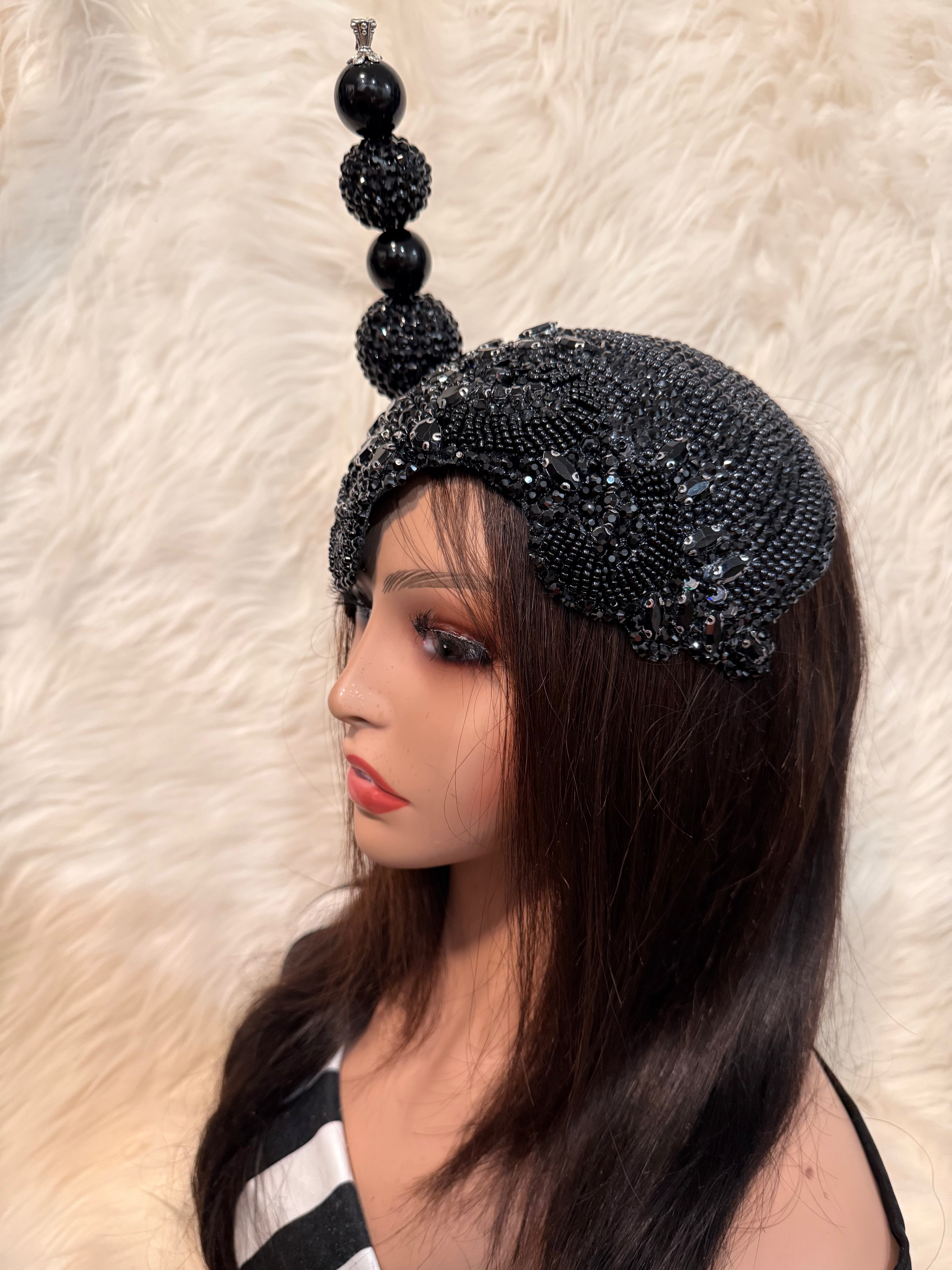 Black Crystal Hat / W Oversized Hat Pin