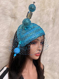 Aqua Teardrop Crystal / W Oversized Hat Pin