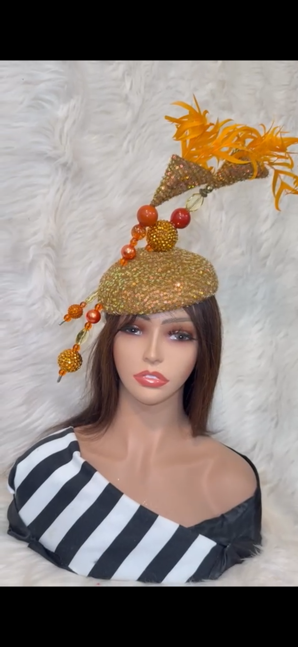 Sequins Burnt Orange / W 2 Oversized Hat Pin