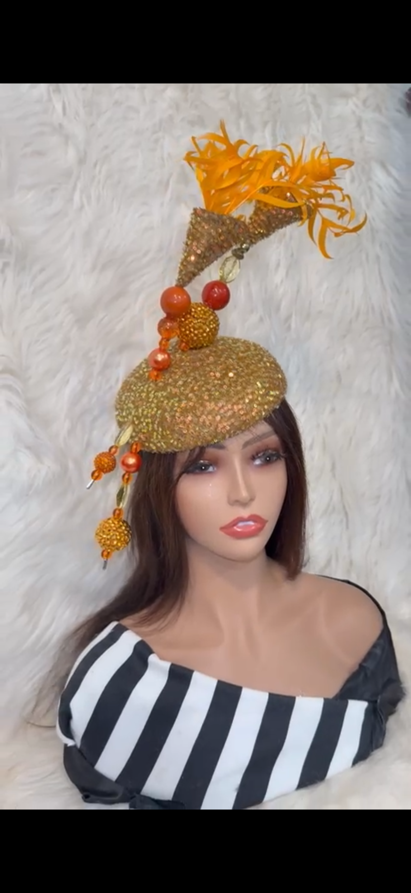 Sequins Burnt Orange / W 2 Oversized Hat Pin