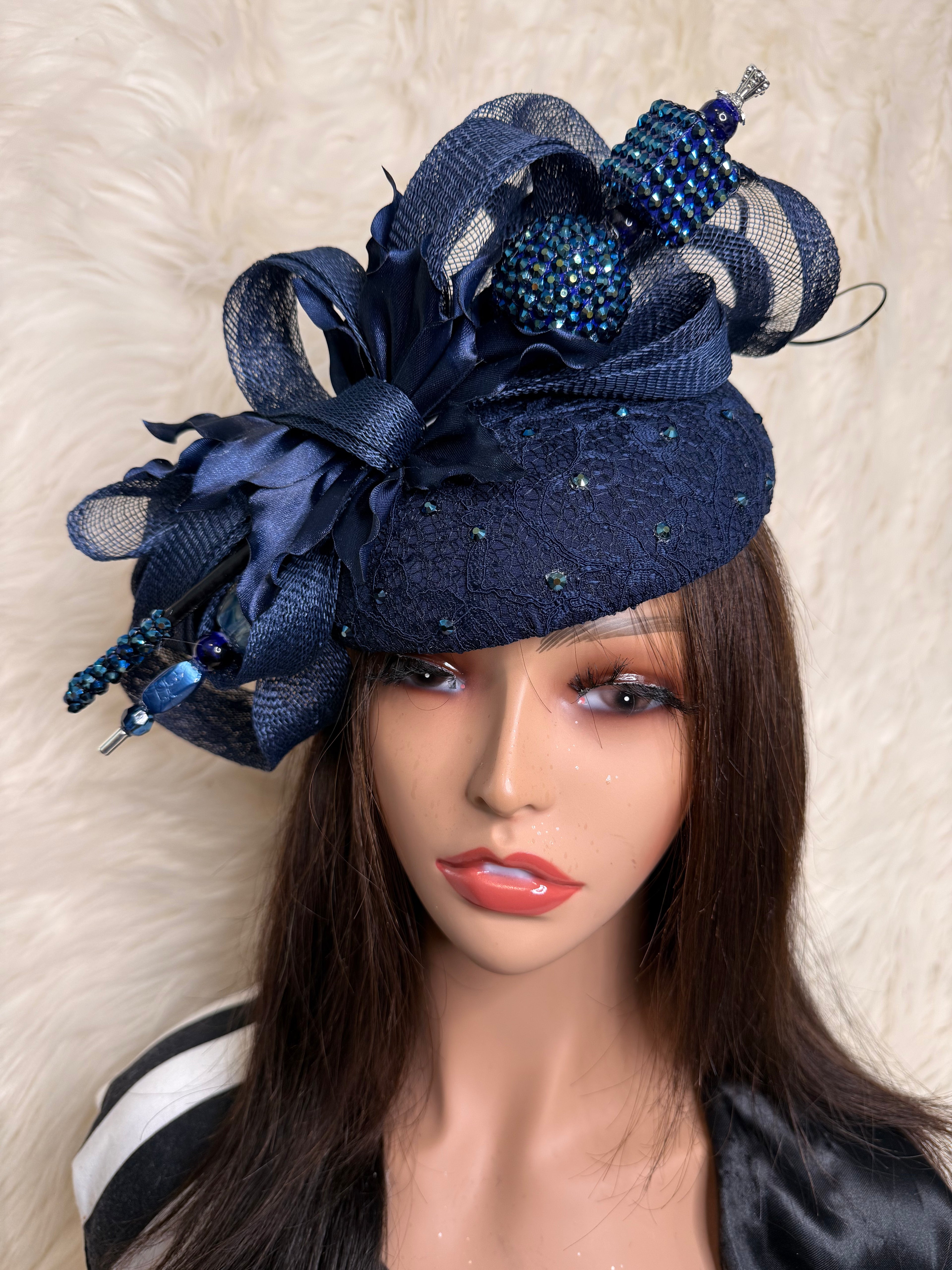 Navy Blue / W Oversized Hat Pin