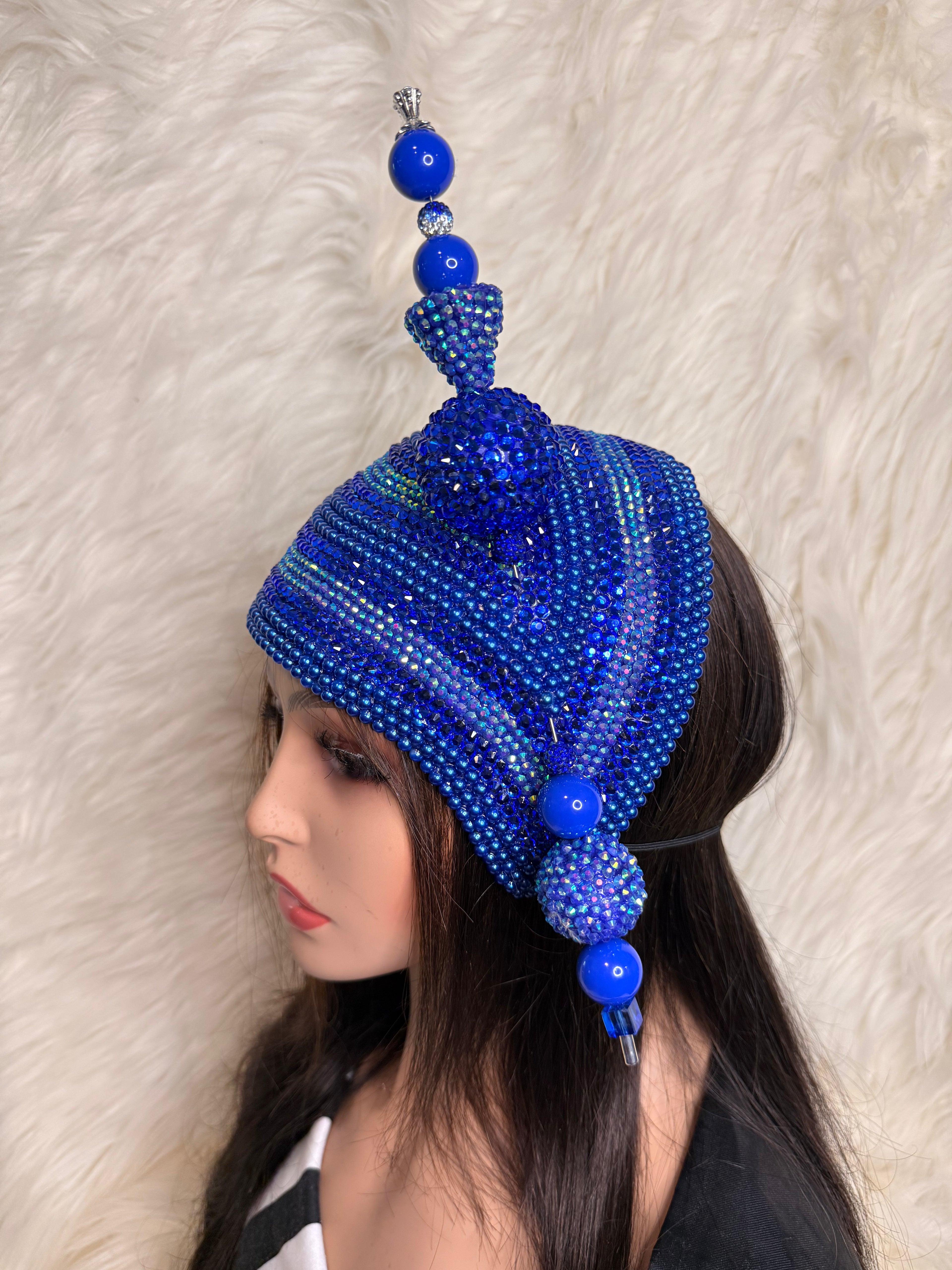 Royal Blue Teardrop Hat / W Oversize Hat Pin