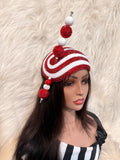 Red Crystal / White Pearls / W Oversized Hat Pin
