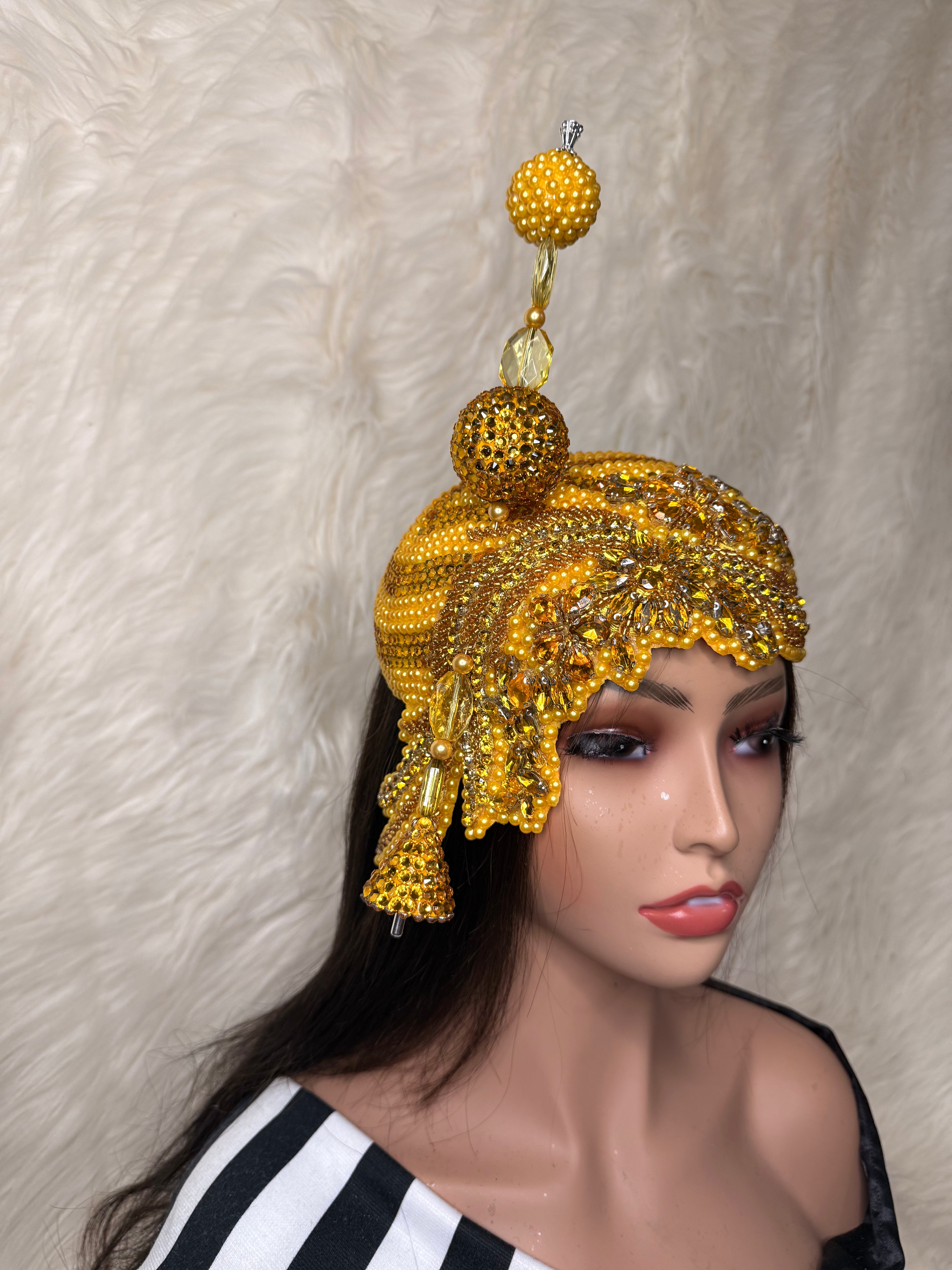 Sunshine Yellow Crystal Hat / W Oversized Hat Pin