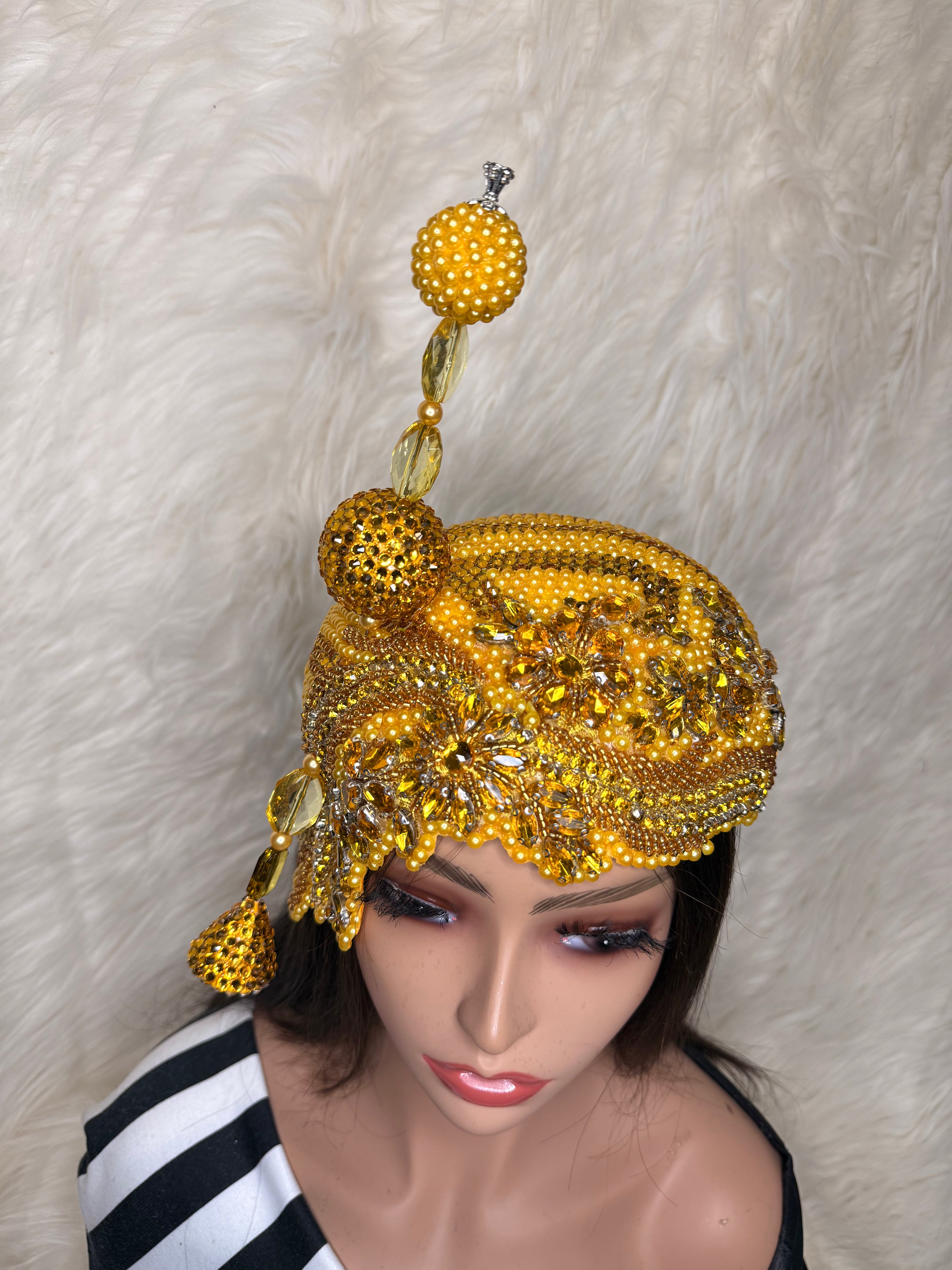 Sunshine Yellow Crystal Hat / W Oversized Hat Pin