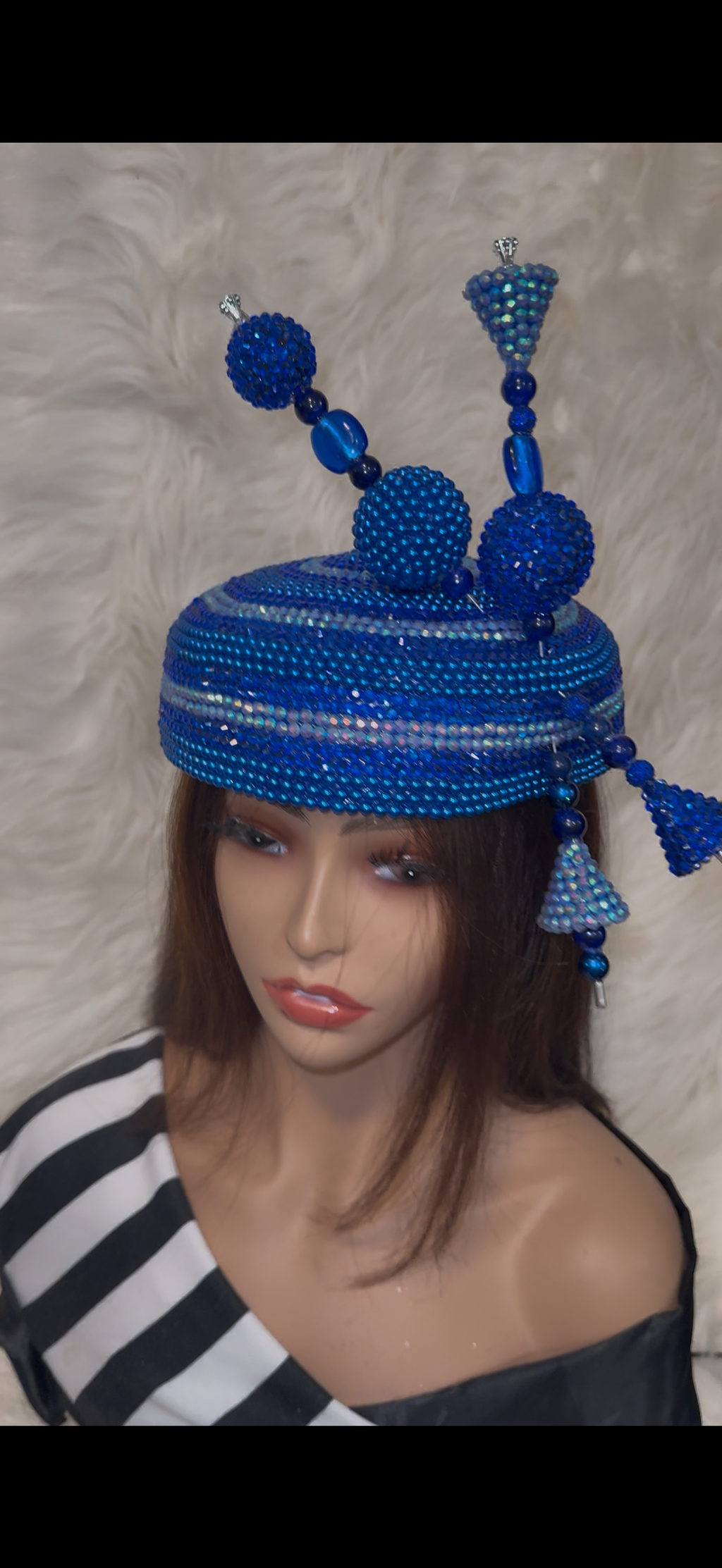 Royal Blue Crystal / Pearls / W 2 Oversized Hat Pins