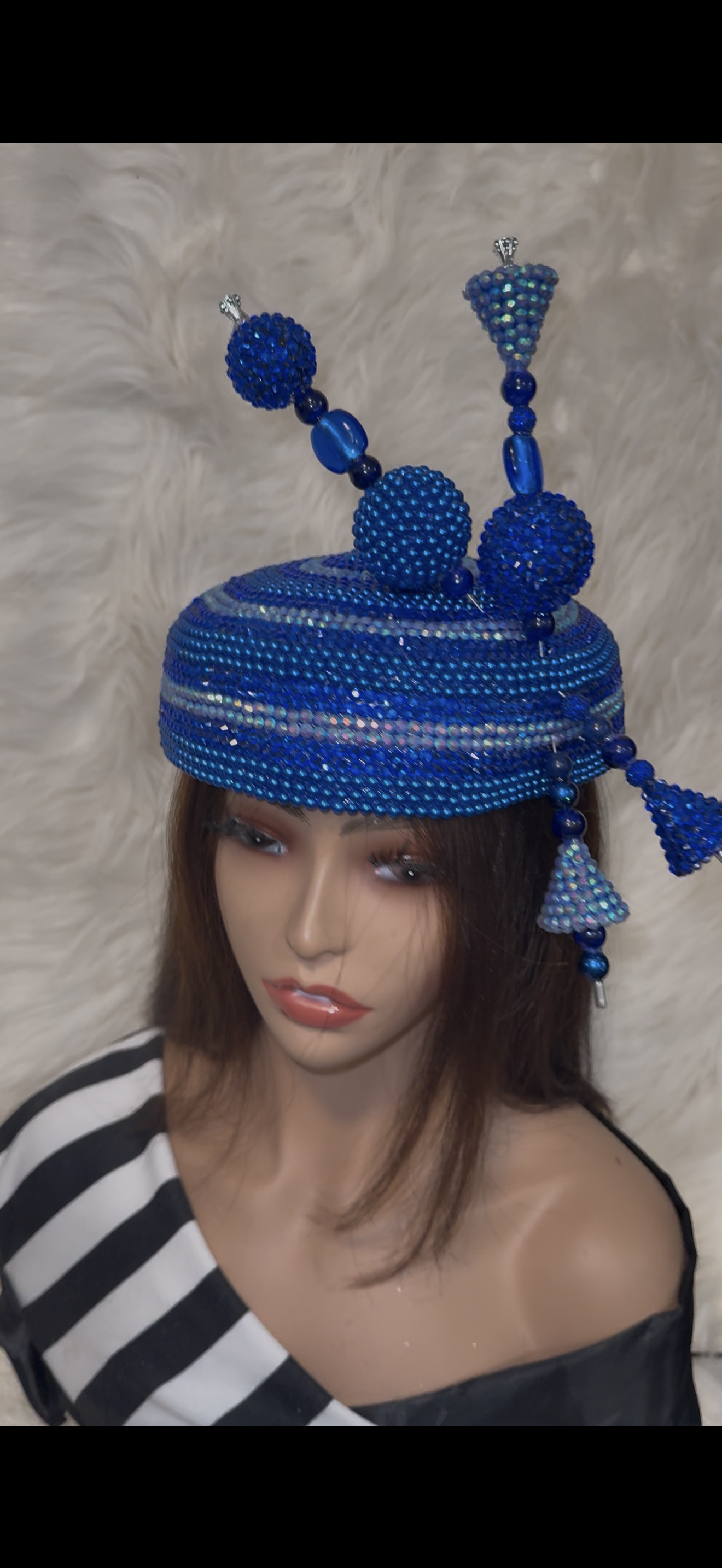 Royal Blue Crystal / Pearls / W 2 Oversized Hat Pins